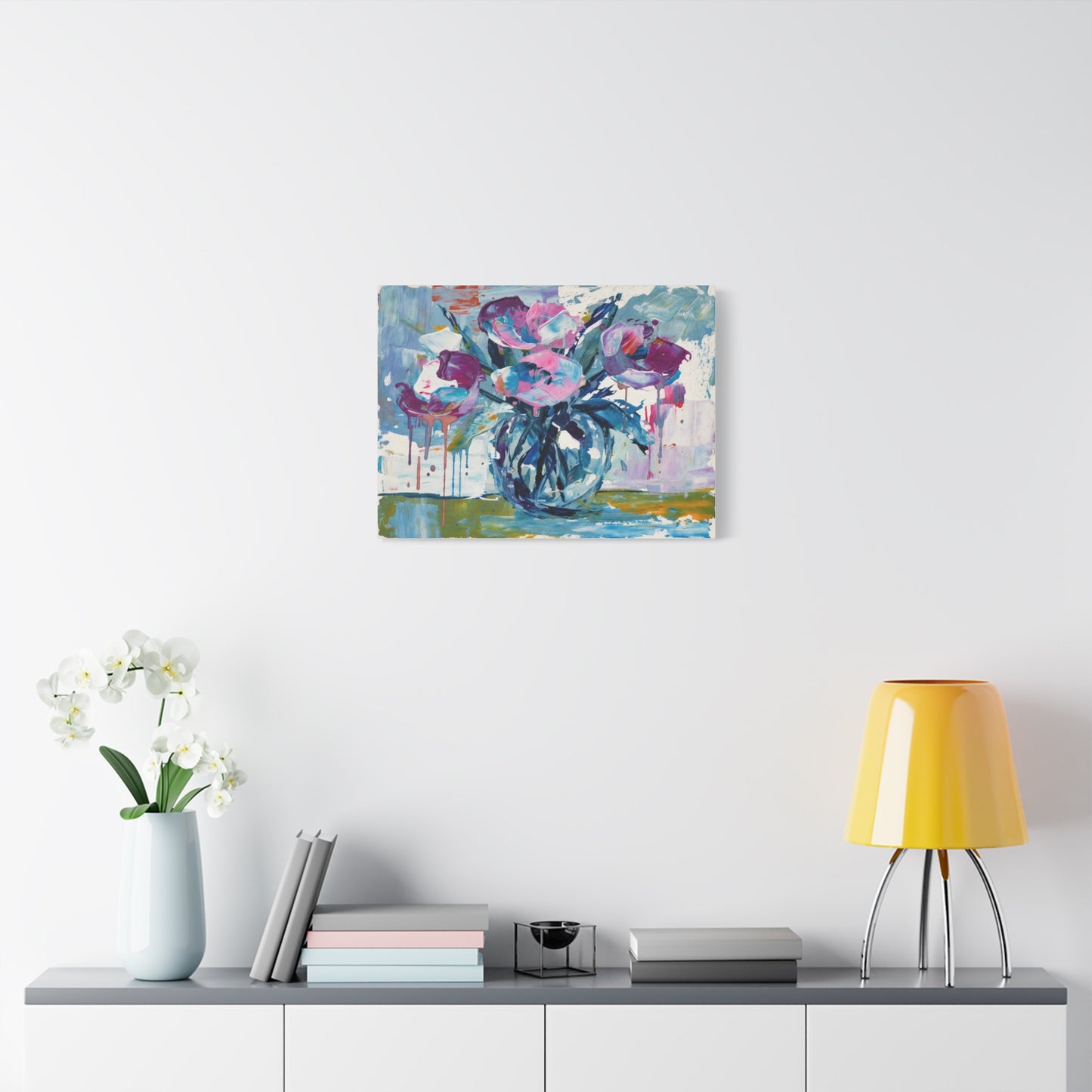 Abstract Floral Canvas Wall Art — Colorful Bouquet Matte Stretched Canvas