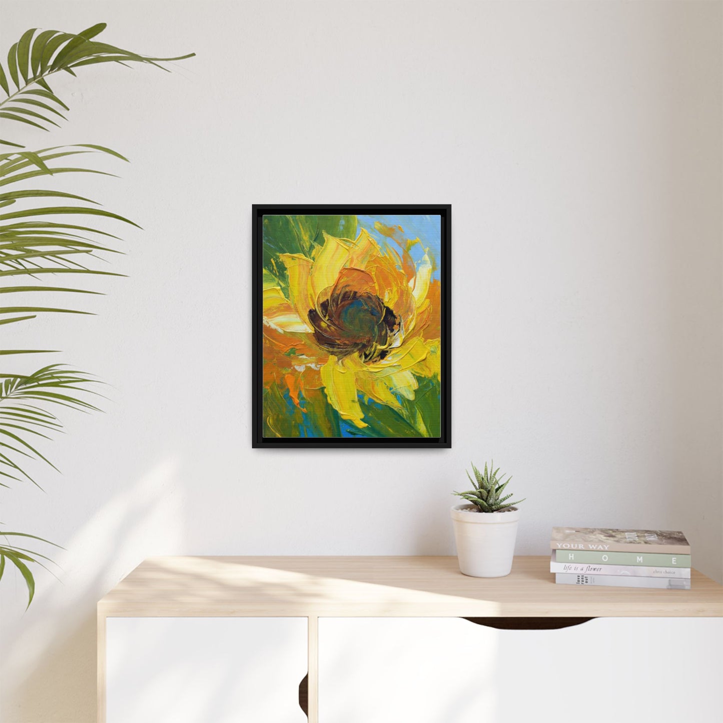 Framed Sunflower Abstract Matte Canvas Print