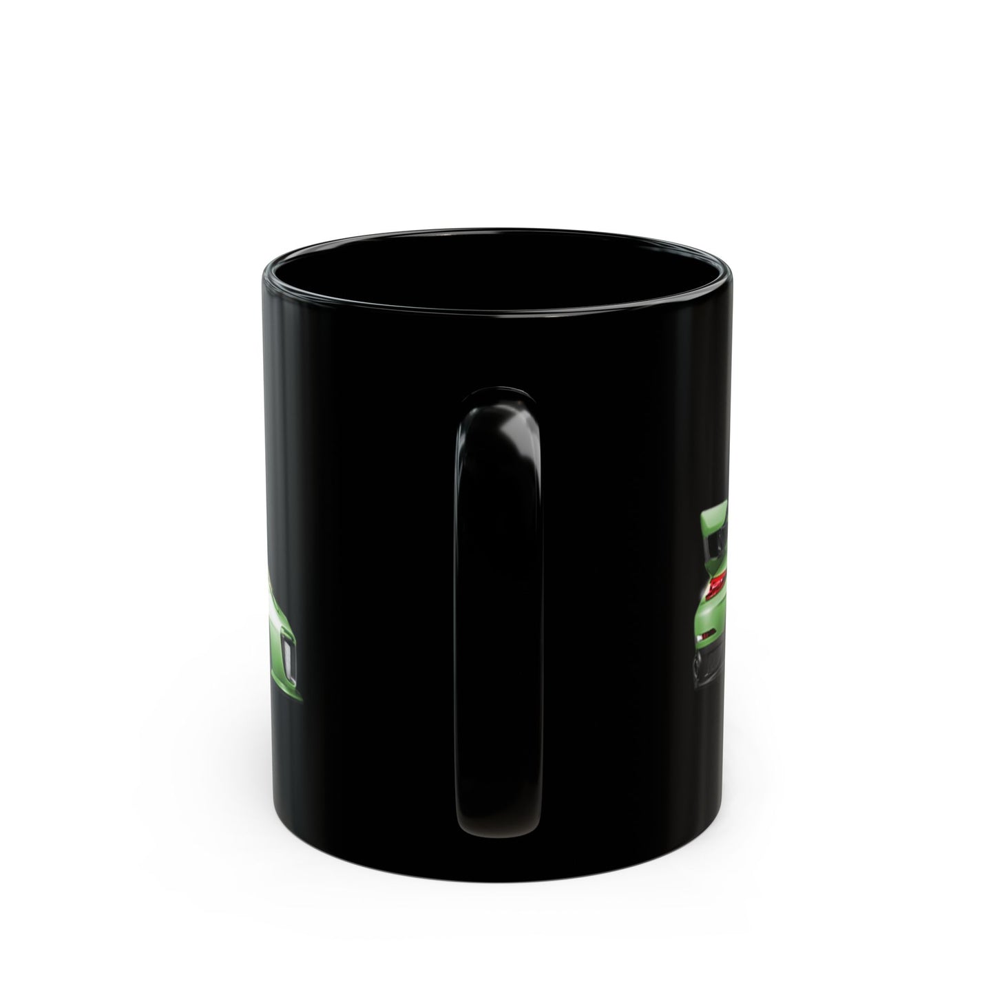 Green Sports Car Mug — Black Ceramic Coffee Cup for Car Enthusiasts (11oz/15oz)