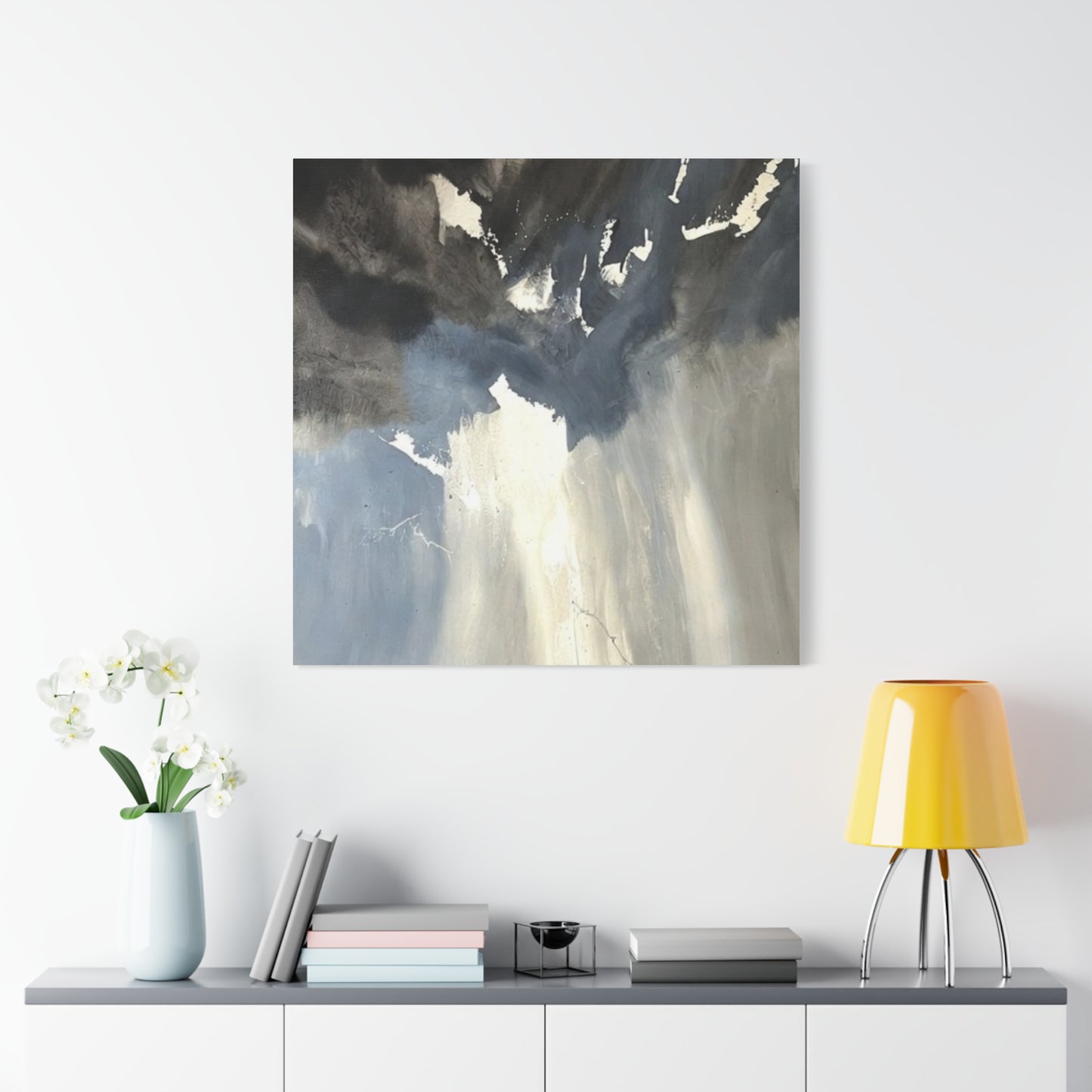 Abstract Storm Canvas Print — Dramatic Blue & Gray Matte Wall Art