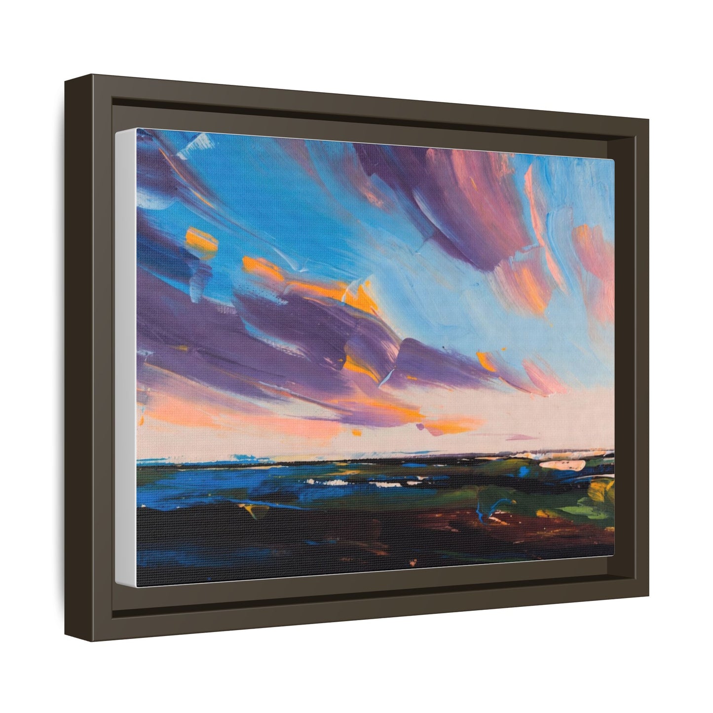 Framed Matte Canvas Abstract Seascape Sunset Art Print