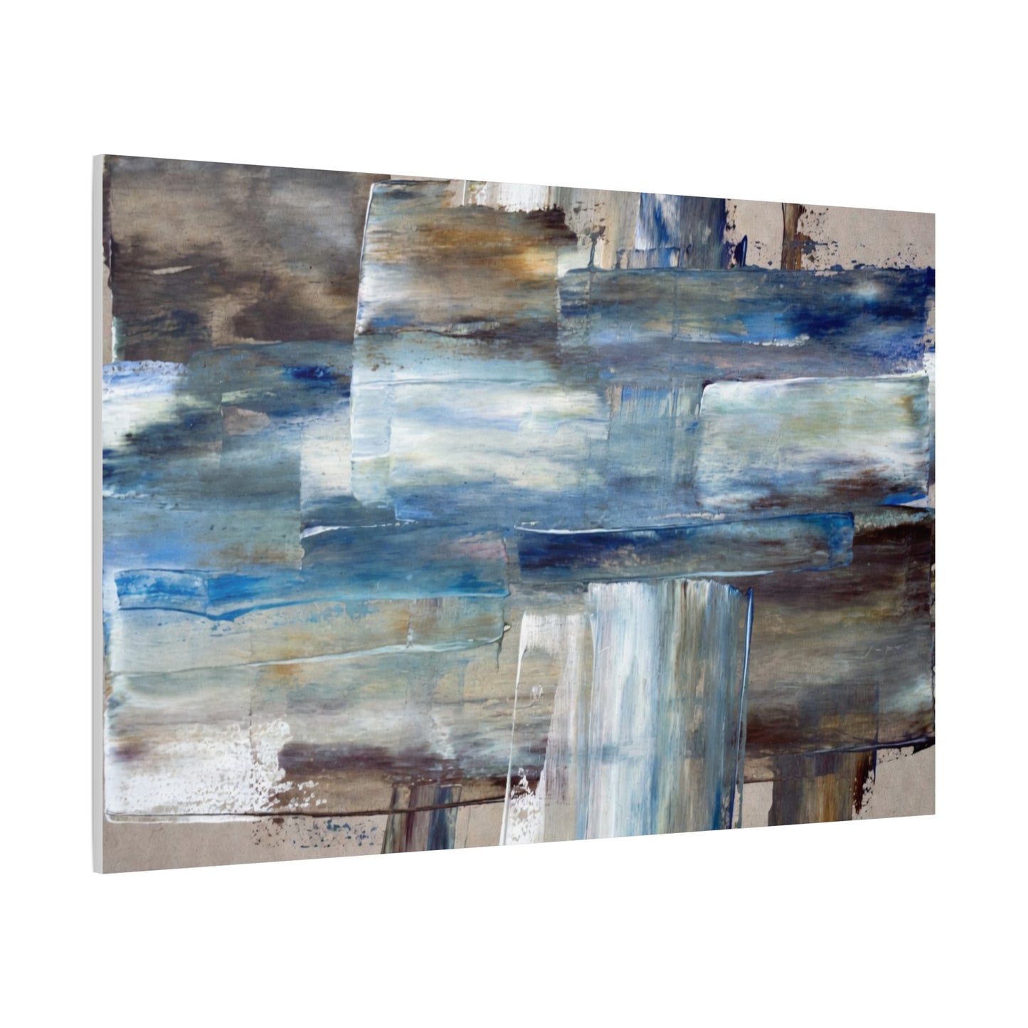 Abstract Blue Waterfall Matte Canvas Wall Art, Stretched 1.25"