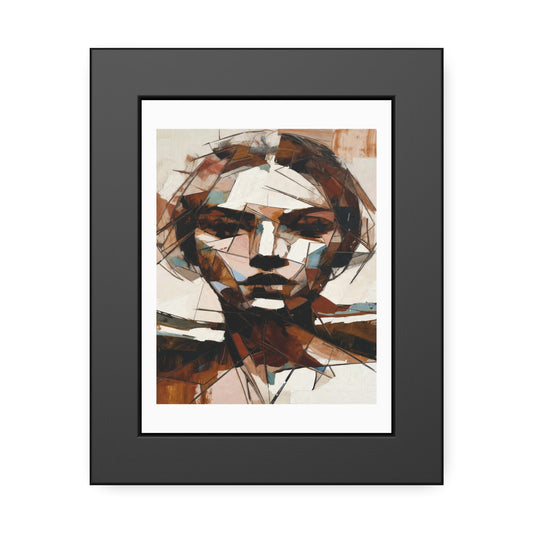 Abstract Cubist Portrait Framed Art Print — Modern Neutral Wall Decor