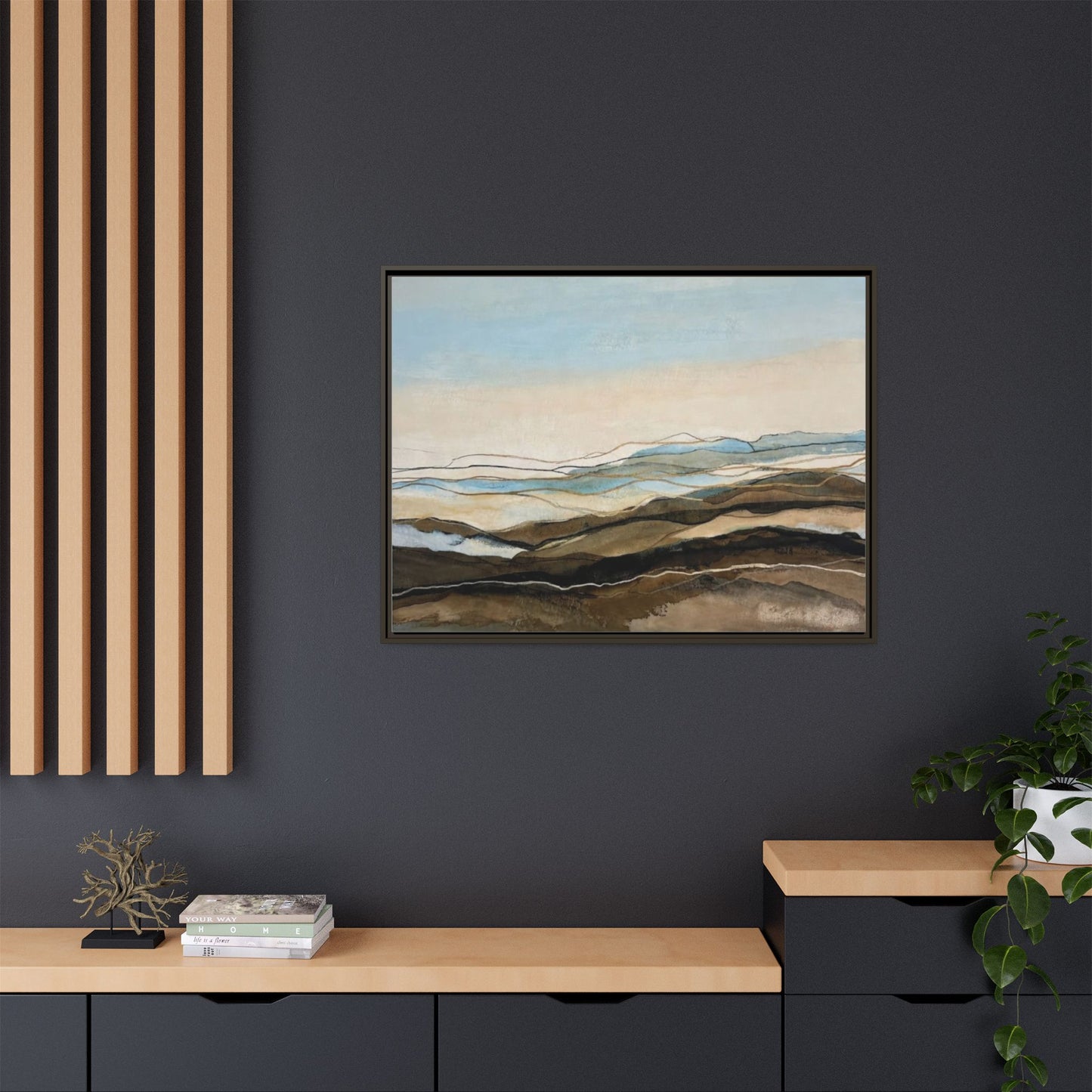Framed Matte Canvas Print — Abstract Coastal Landscape Wall Art