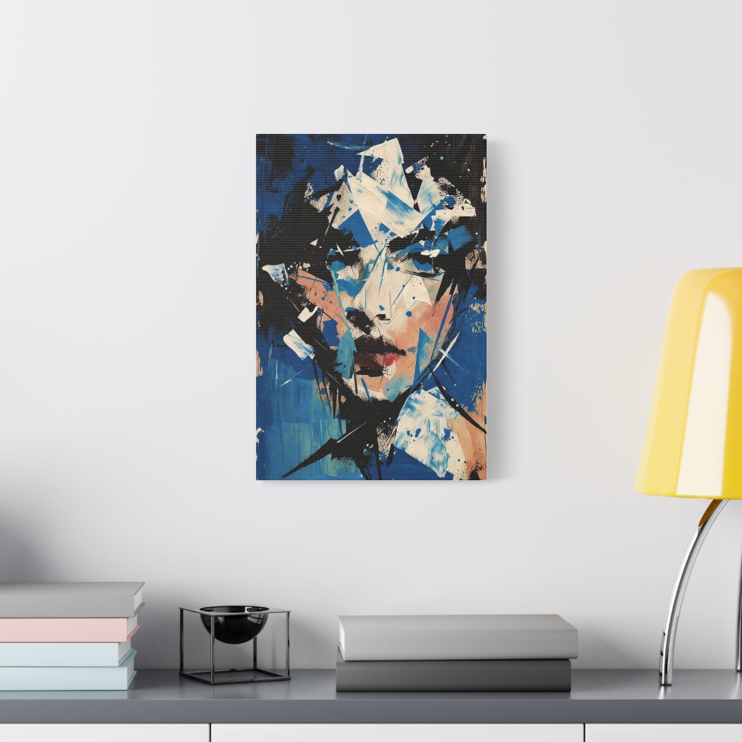 Abstract Blue Portrait Canvas Print — Modern Stretched Wall Art