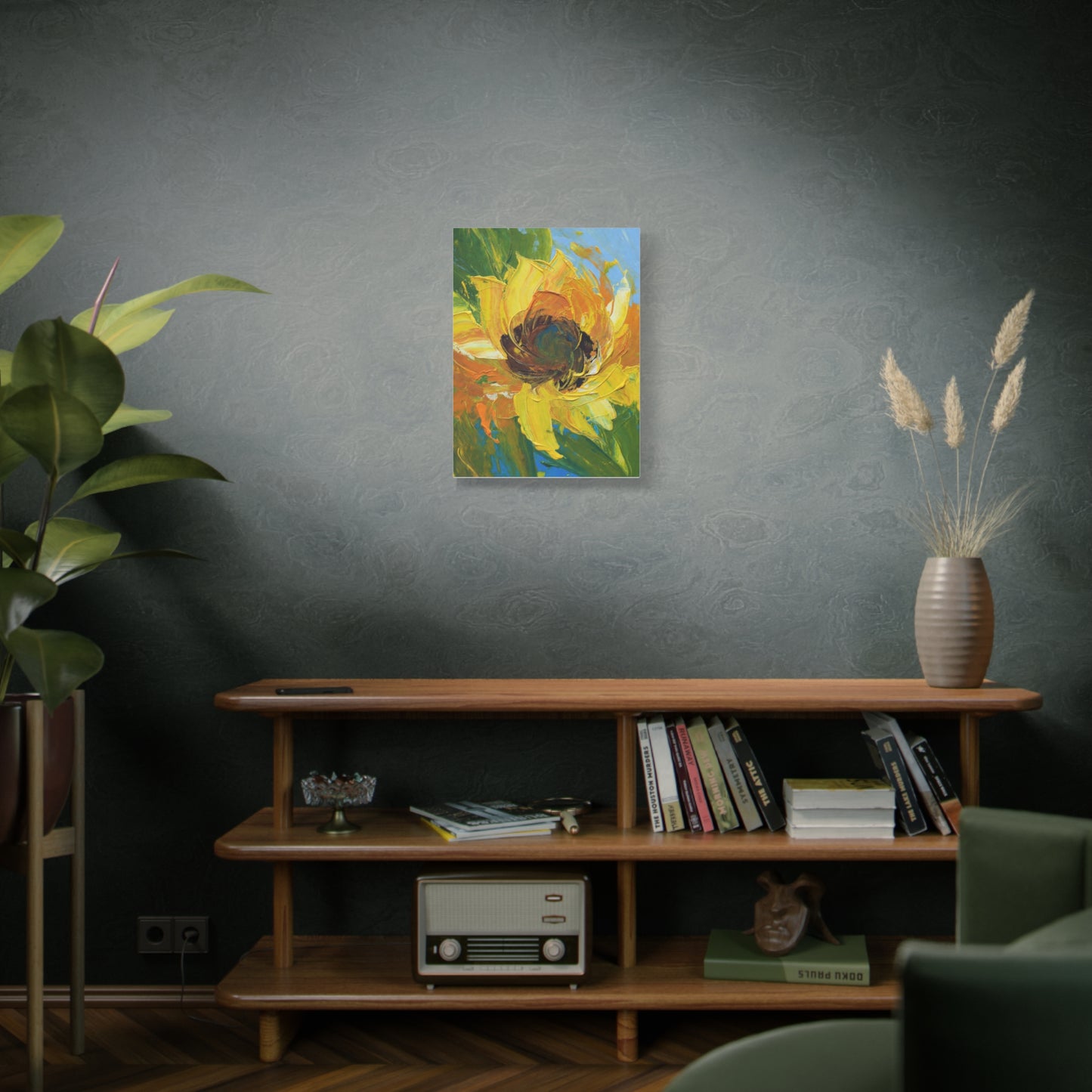 Sunflower Abstract Matte Canvas Wall Art — Bright Floral Painting on Stretched Canvas