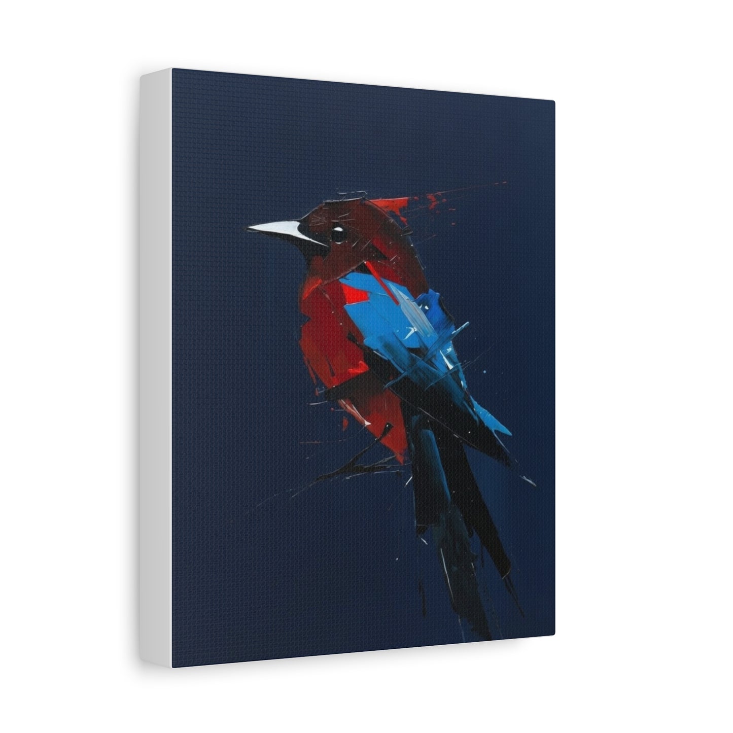 Abstract Red & Blue Bird Canvas Print — Matte Stretched Wall Art
