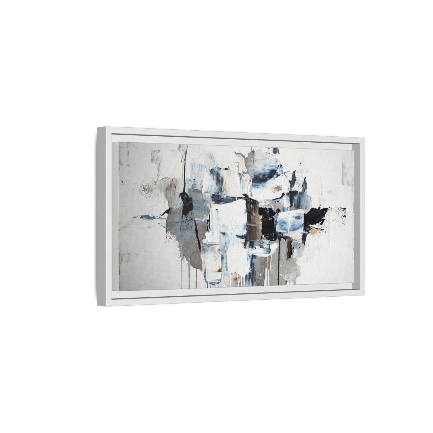 Framed Abstract Canvas Art — Blue Neutral Modern Wall Print