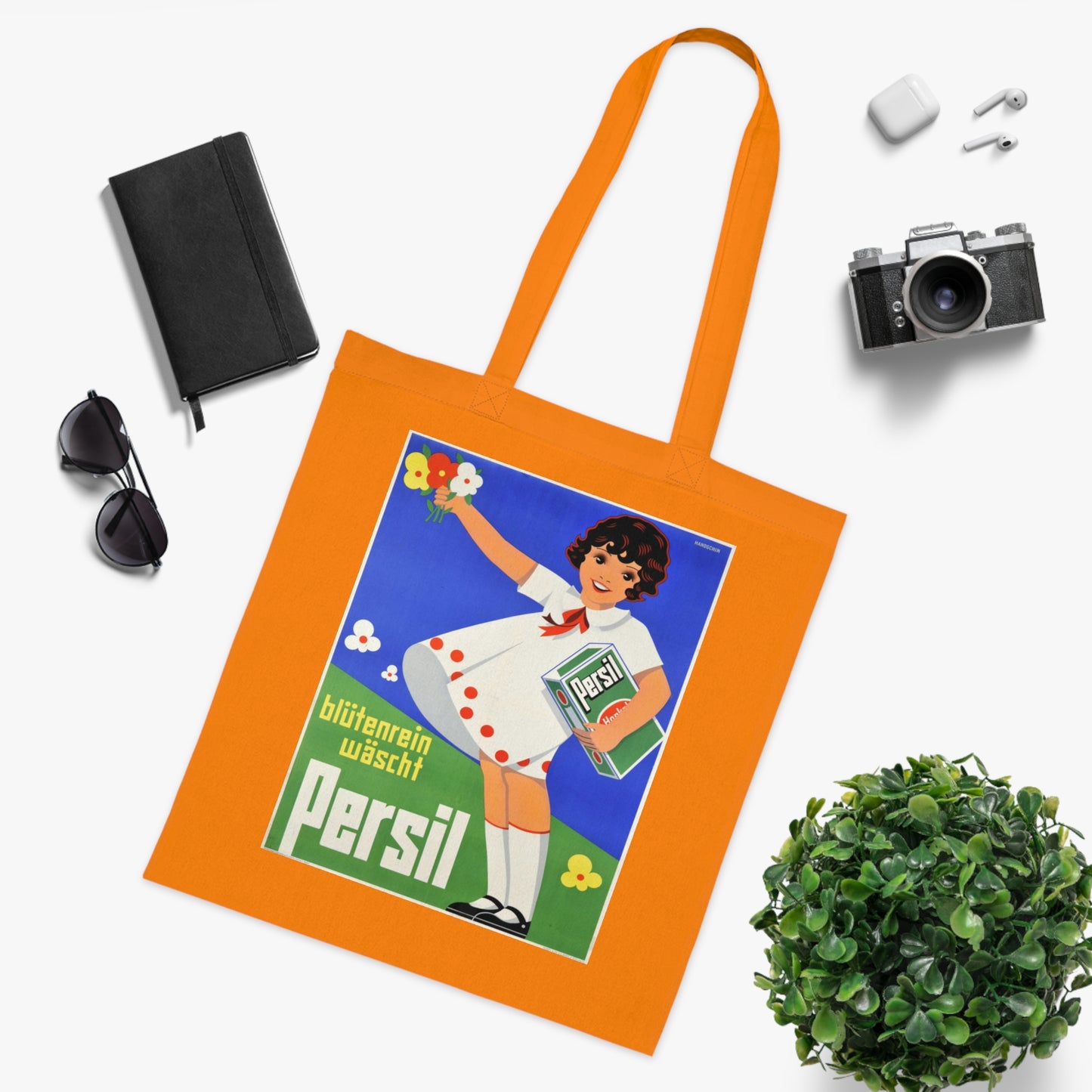 Persil Vintage Ad Tote Bag — Retro Flower Girl Laundry Graphic Cotton Tote