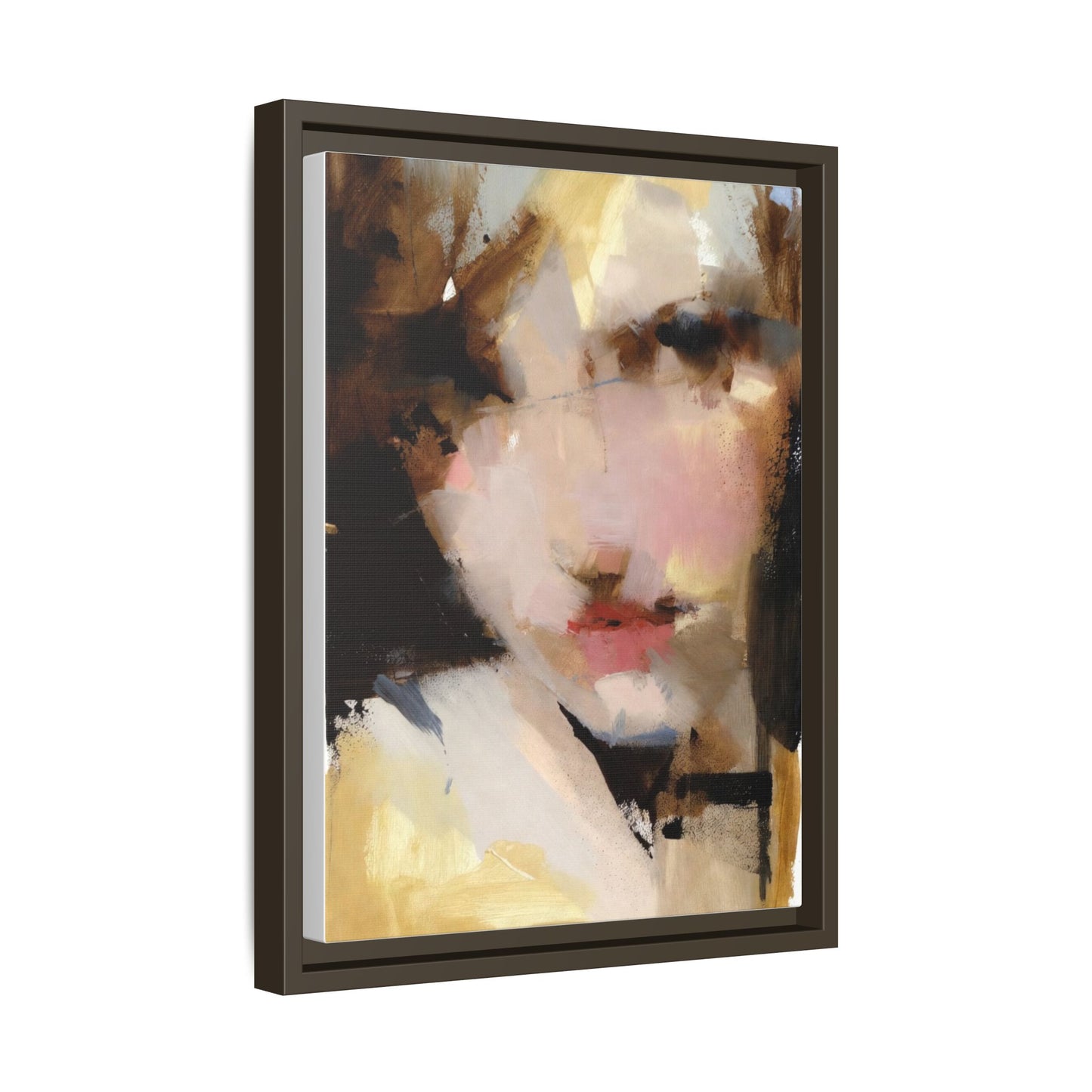 Abstract Portrait Matte Canvas Framed Print — Modern Feminine Wall Art