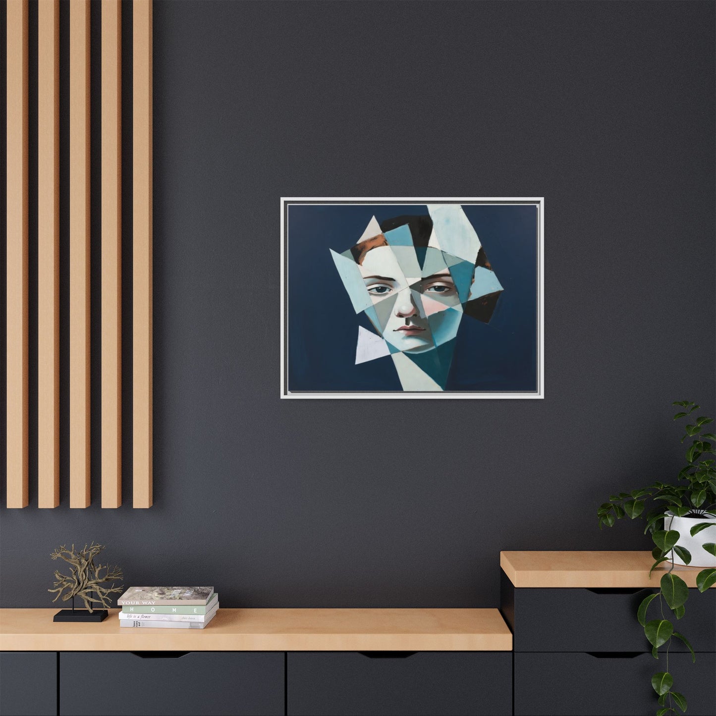 Abstract Fragmented Portrait Matte Canvas (Framed)