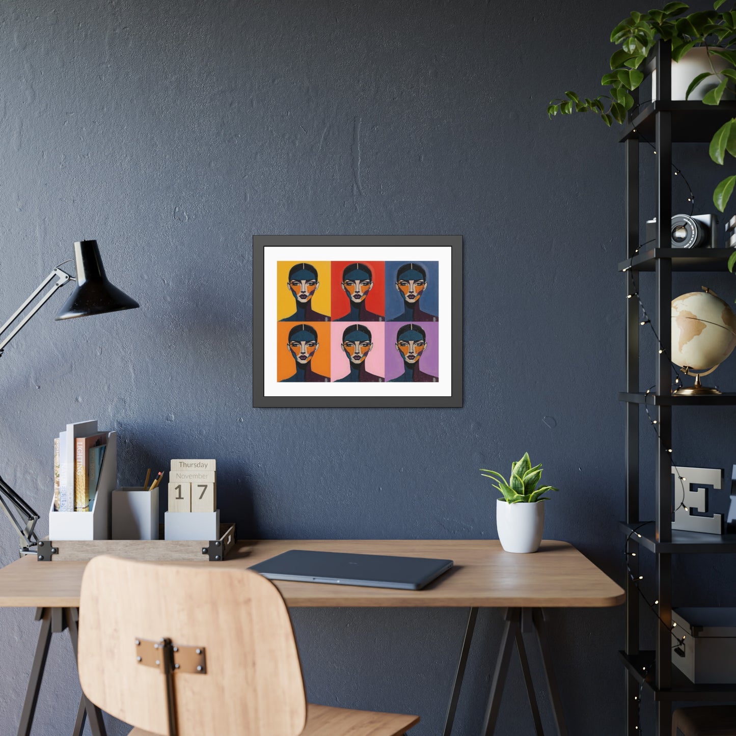 Pop Art Portrait Framed Poster — Colorful Six-Panel Modern Wall Art