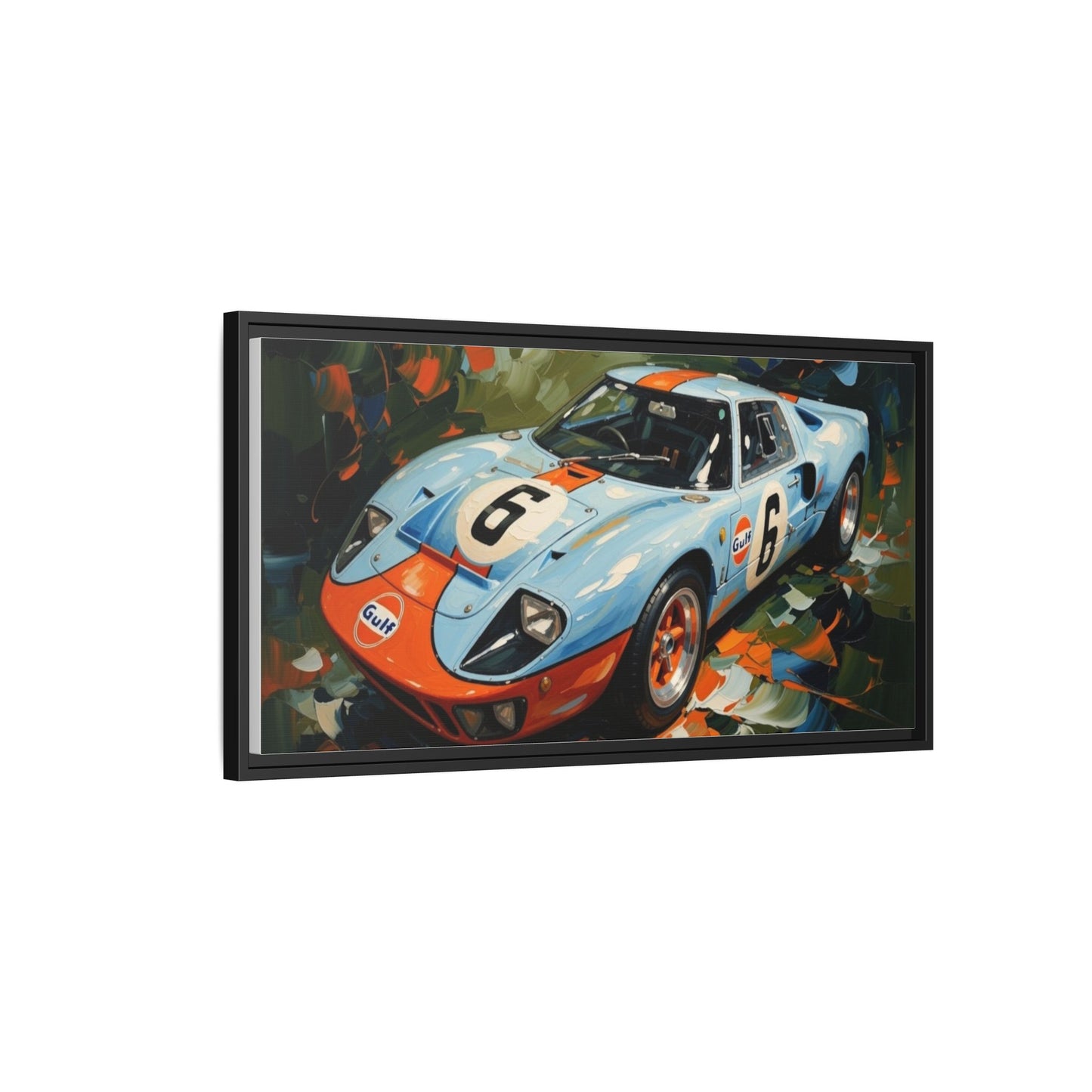 Gulf Racing GT40 Matte Framed Canvas — Vintage Sports Car Wall Art