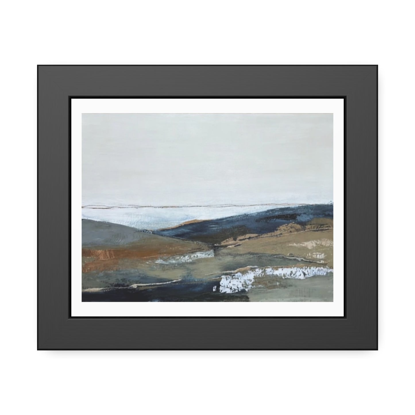 Framed Abstract Landscape Print — Calming Coastal Wall Art Poster