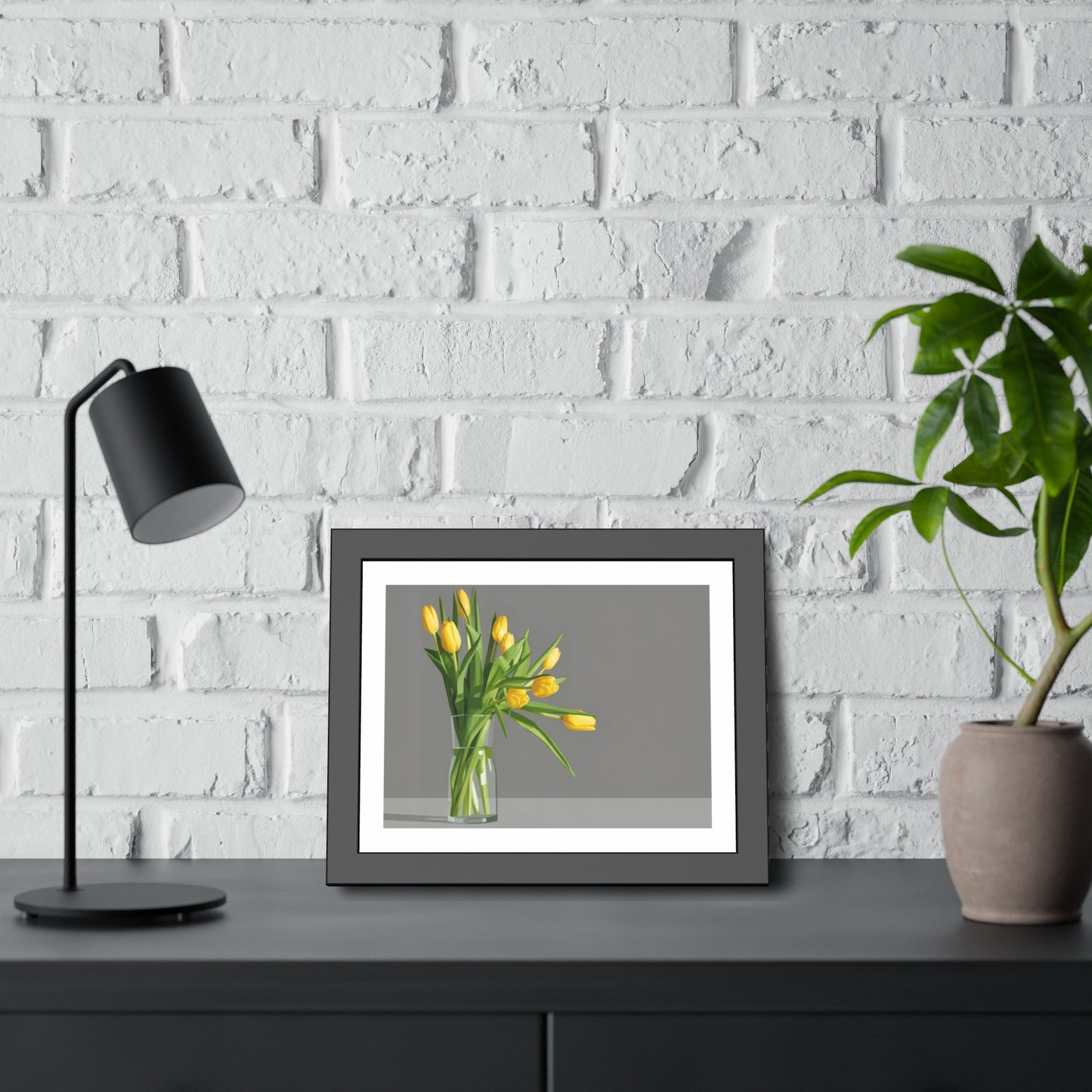 Yellow Tulip Framed Print — Modern Botanical Wall Art