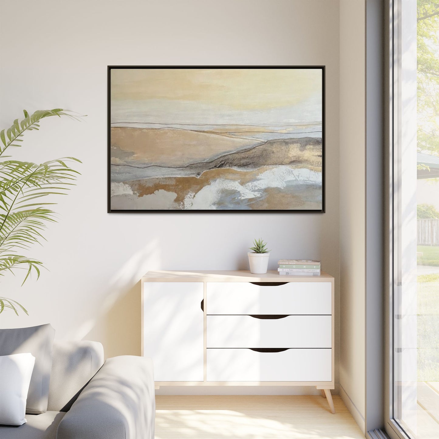 Framed Abstract Coastal Landscape Matte Canvas Wall Art