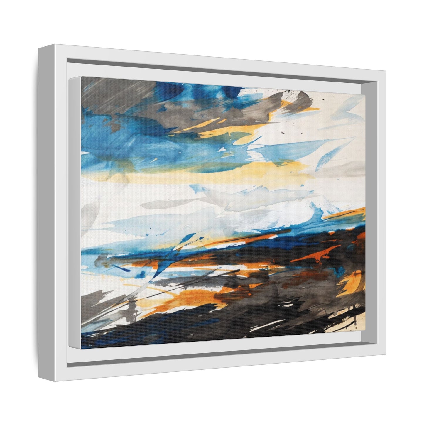 Abstract Coastal Waves Matte Canvas Framed Wall Art