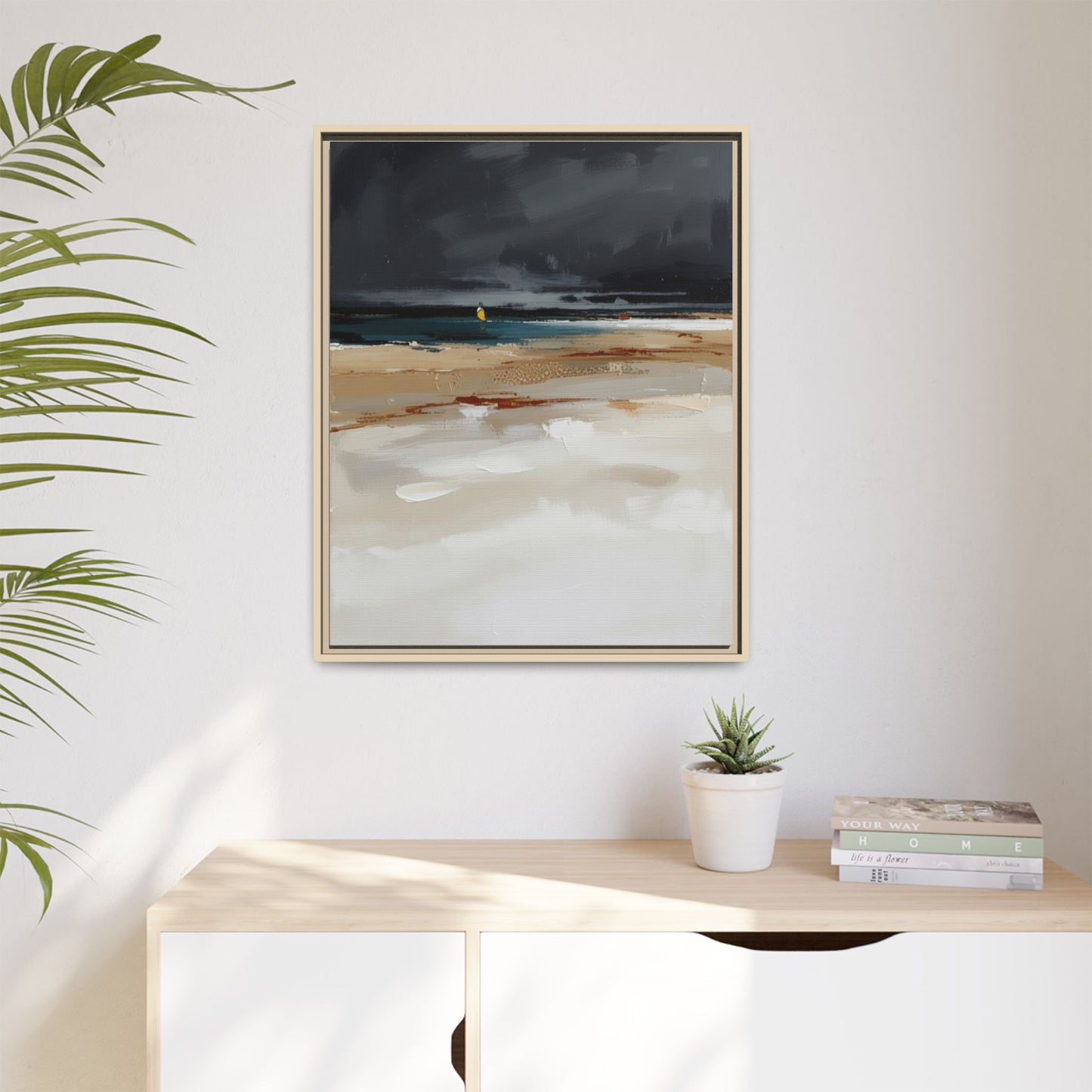 Framed Matte Canvas Beachscape Art Print — Coastal Abstract Wall Decor
