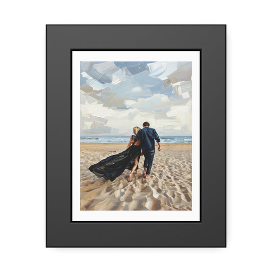 Framed Poster — Romantic Beach Couple Art Print