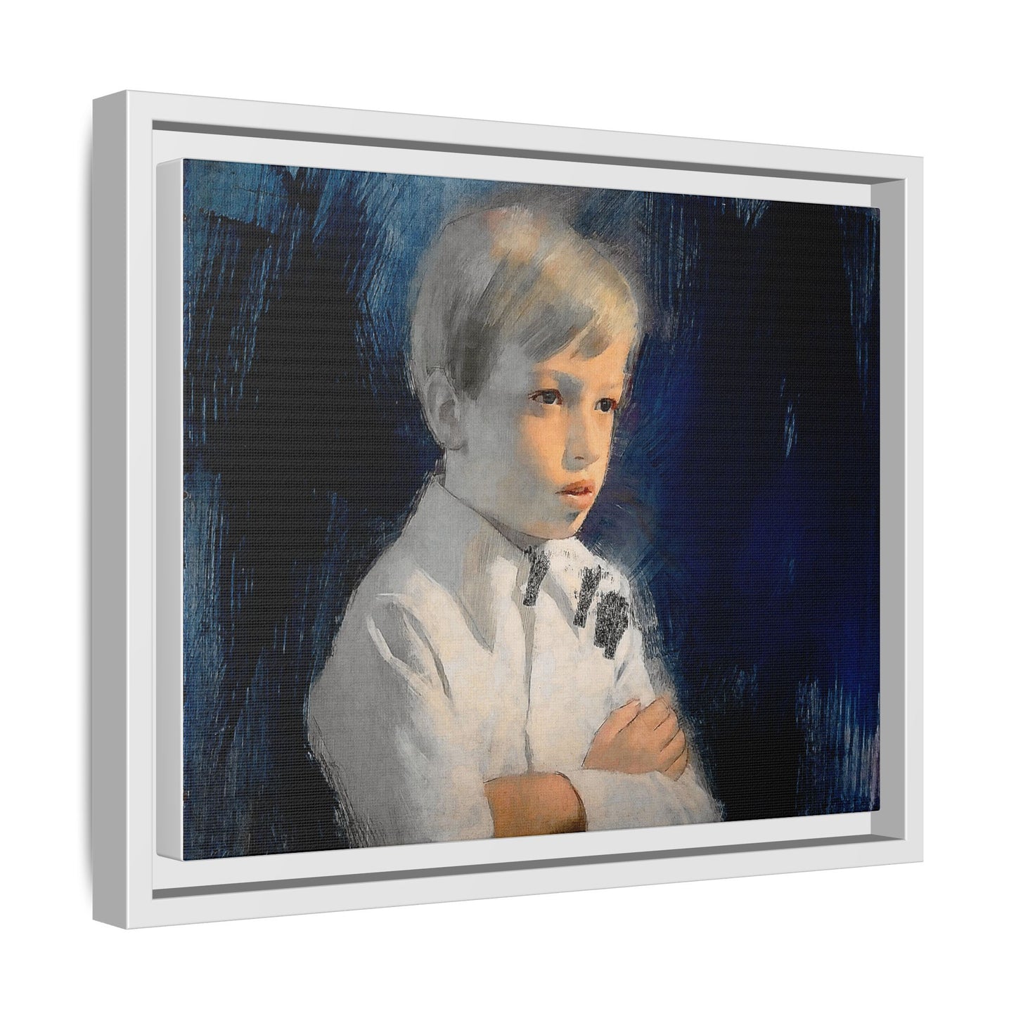 Painting of boy by Unknown Artist Framed Matte Canvas Wall Art Print