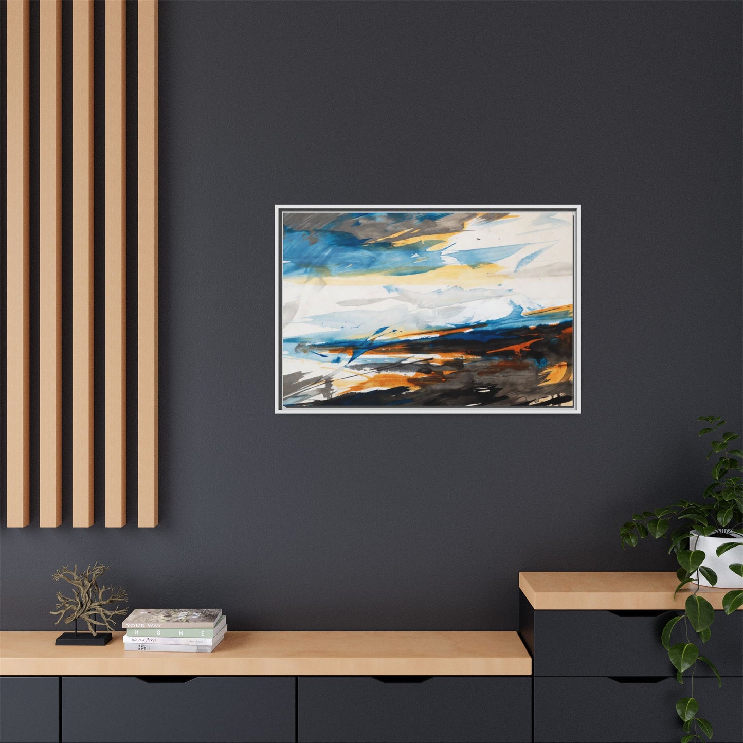Abstract Coastal Waves Matte Canvas Framed Wall Art