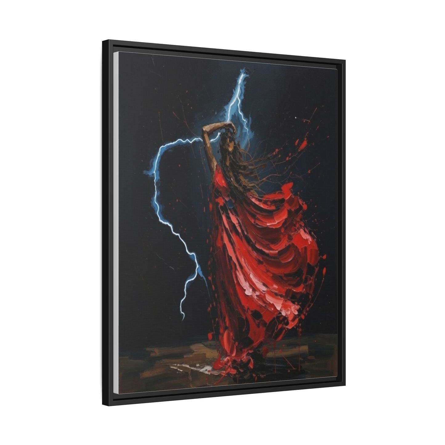 Framed Matte Canvas Print — Red Dancer Lightning Art