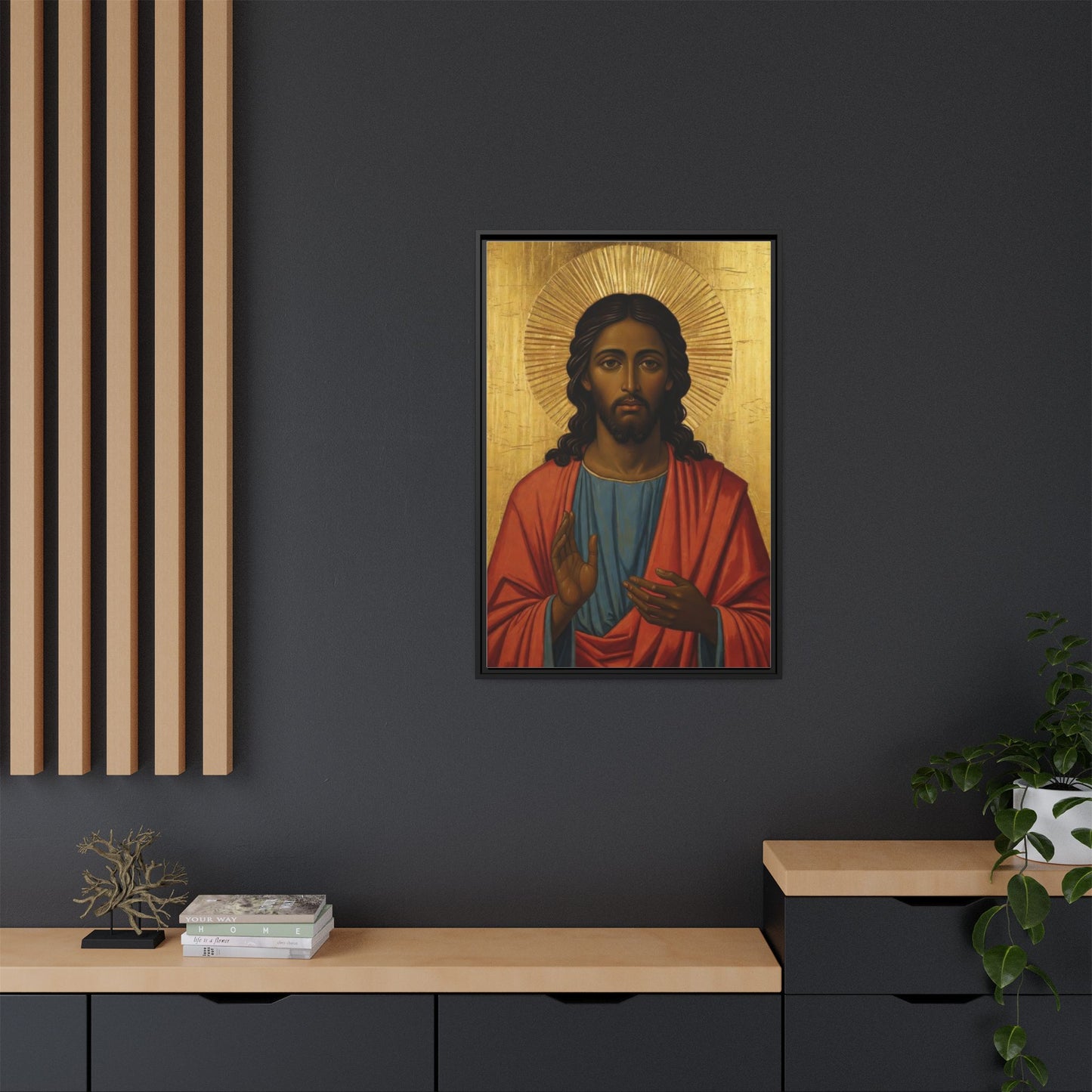Framed Orthodox Christ Icon Matte Canvas — Religious Wall Art for Home, Church, or Prayer Corner