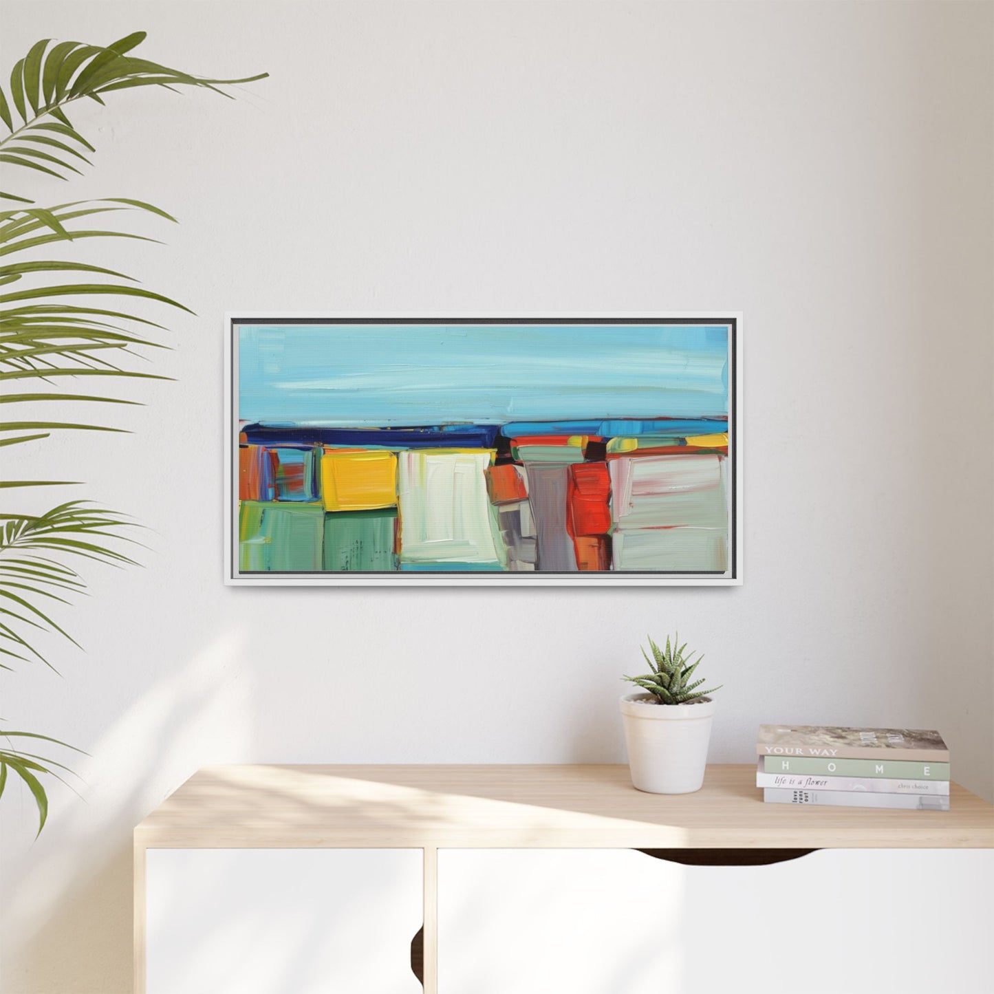 Abstract Coastal Blocks Matte Canvas Print (Framed)