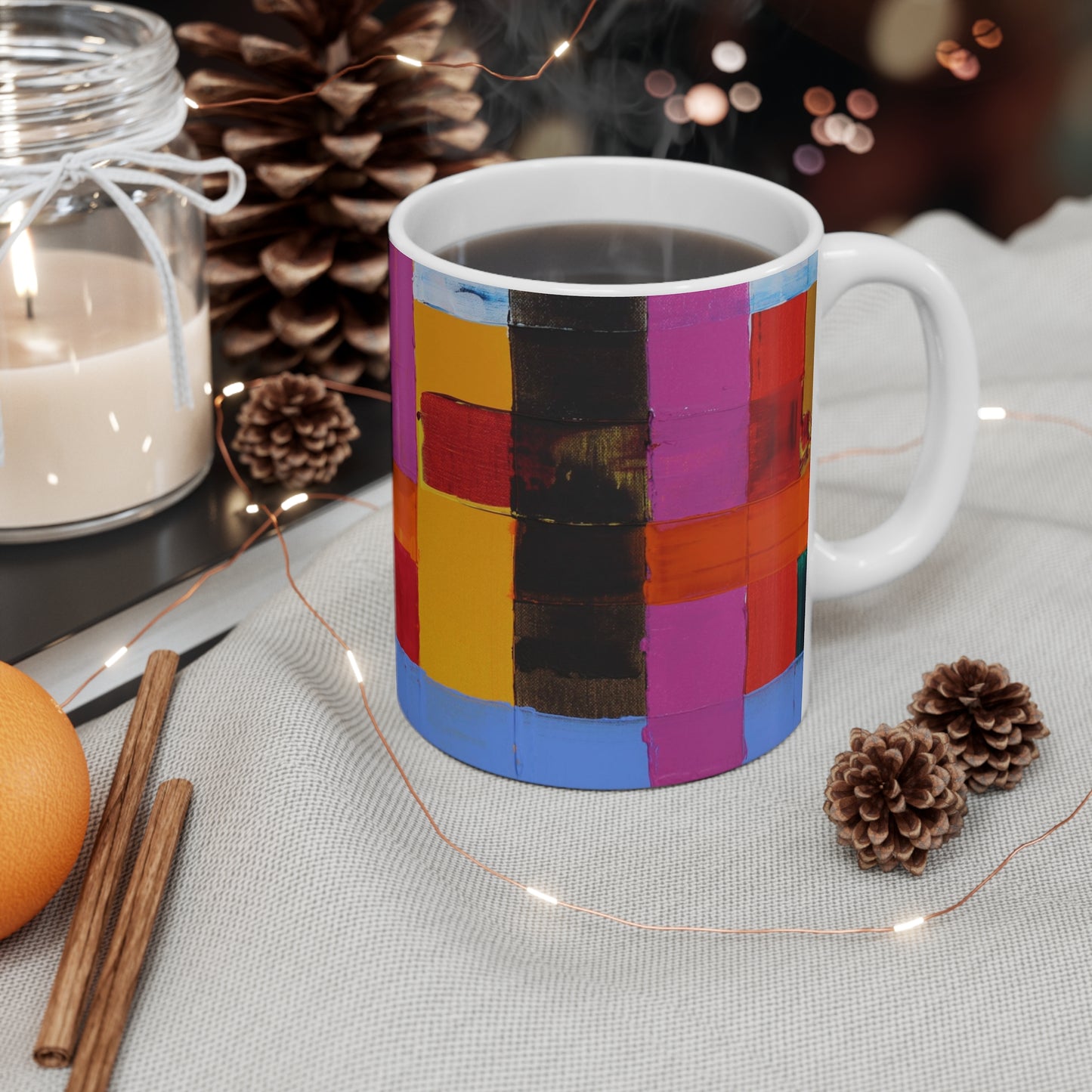 Abstract Color Block Mug — Vibrant Geometric Art Coffee Cup