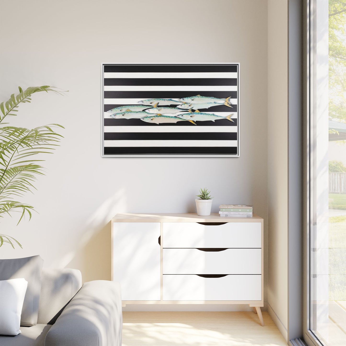 Striped Mackerel Canvas Print — Framed Matte Fish Wall Art