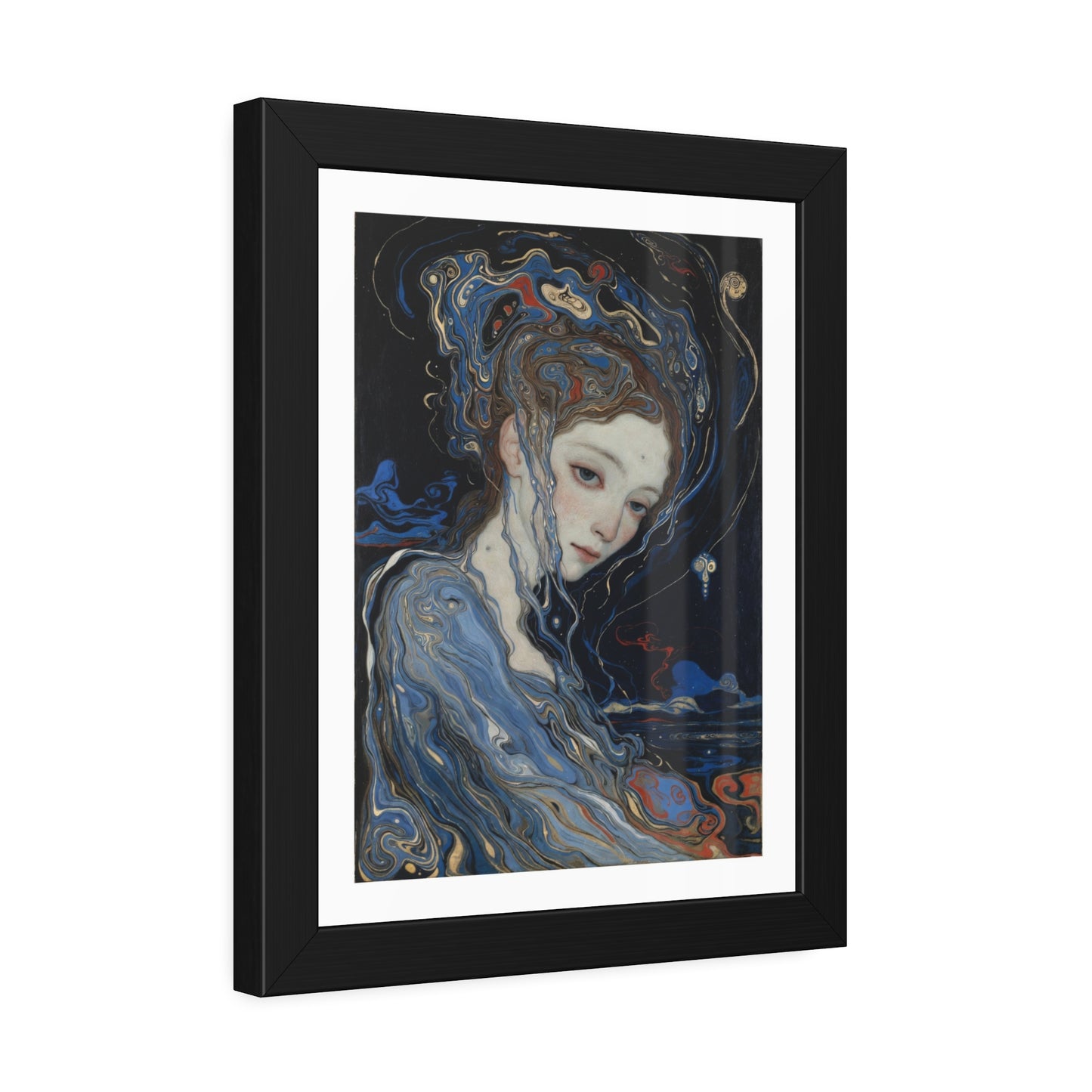 Framed Art Print — Dreamy Blue Portrait Poster