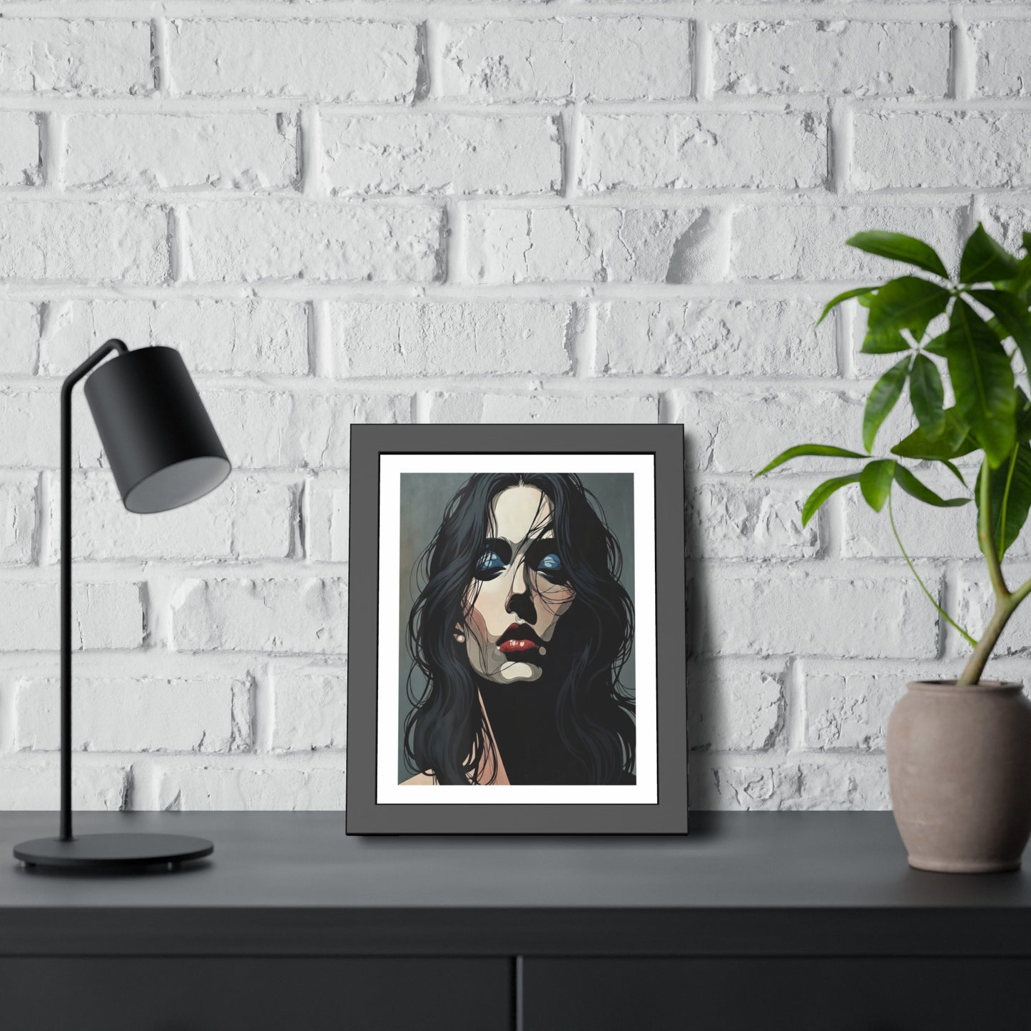 Framed Poster — Moody Portrait Art Print (Dark Feminine Wall Decor)