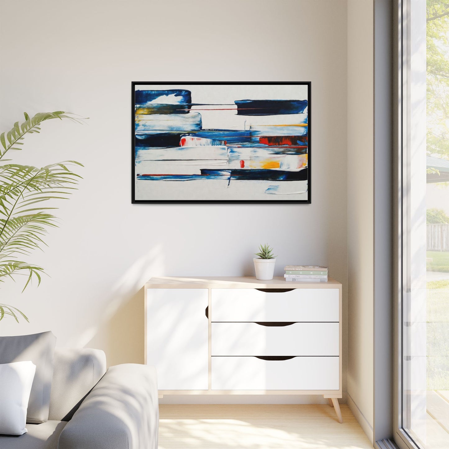 Abstract Coastal Brushstrokes Framed Canvas Print