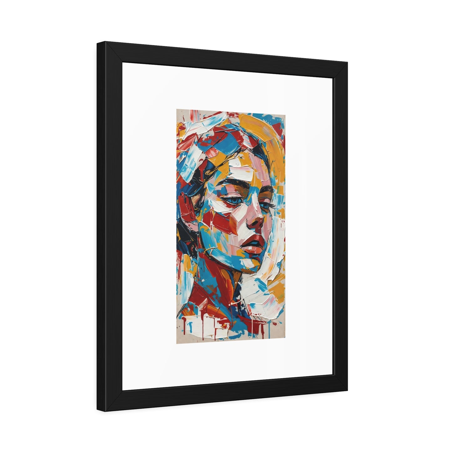 Abstract Colorful Portrait Framed Paper Poster – Modern Art Print for Home & Office