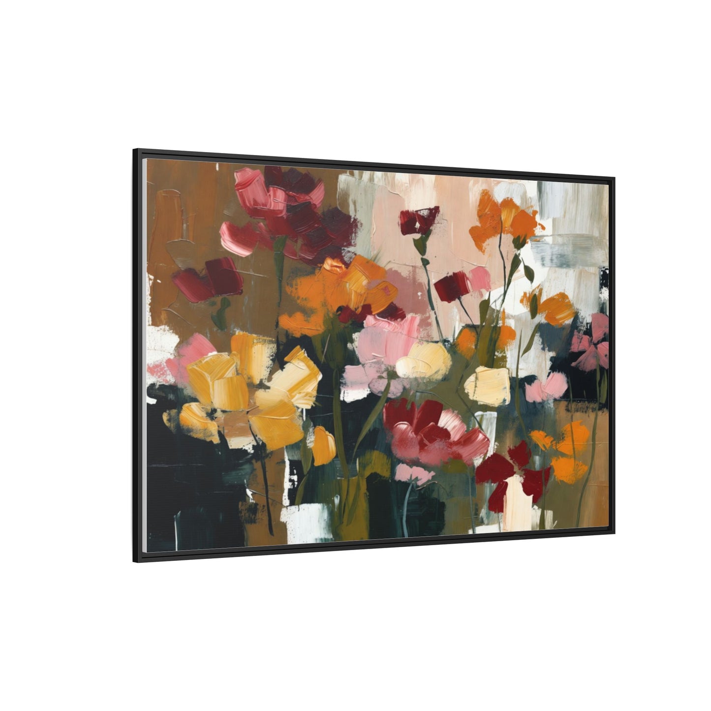 Framed Matte Canvas Floral Abstract Wall Art