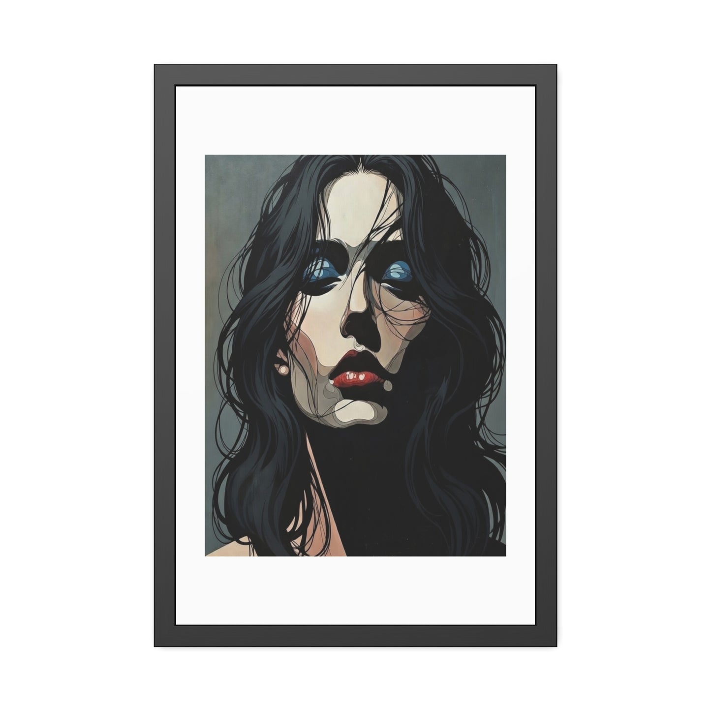 Framed Poster — Moody Portrait Art Print (Dark Feminine Wall Decor)