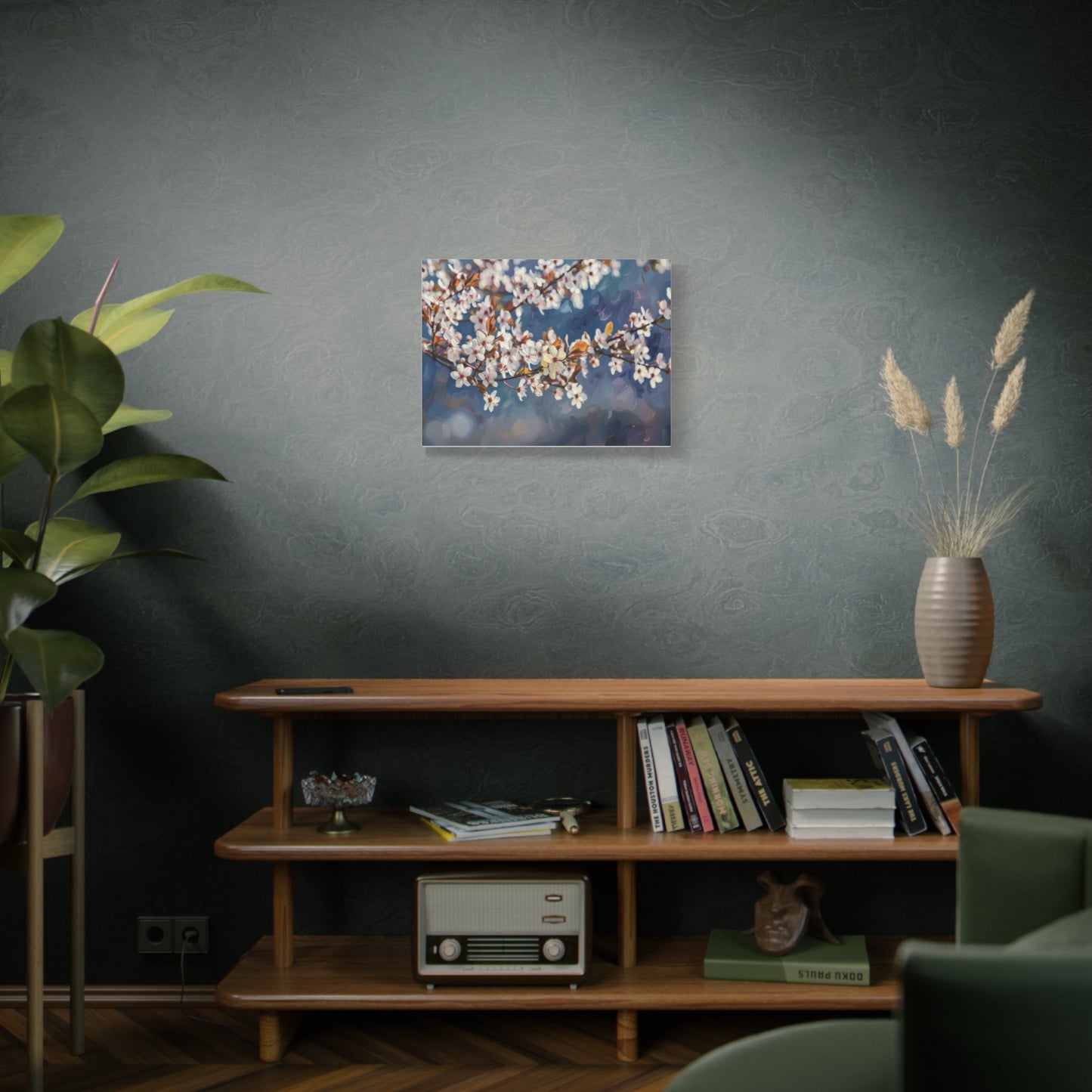 Cherry Blossom Branch Matte Canvas Wall Art — Spring Floral Print