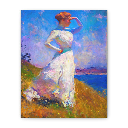Impressionist Coastal Lady Matte Canvas Print — Stretched 1.25"