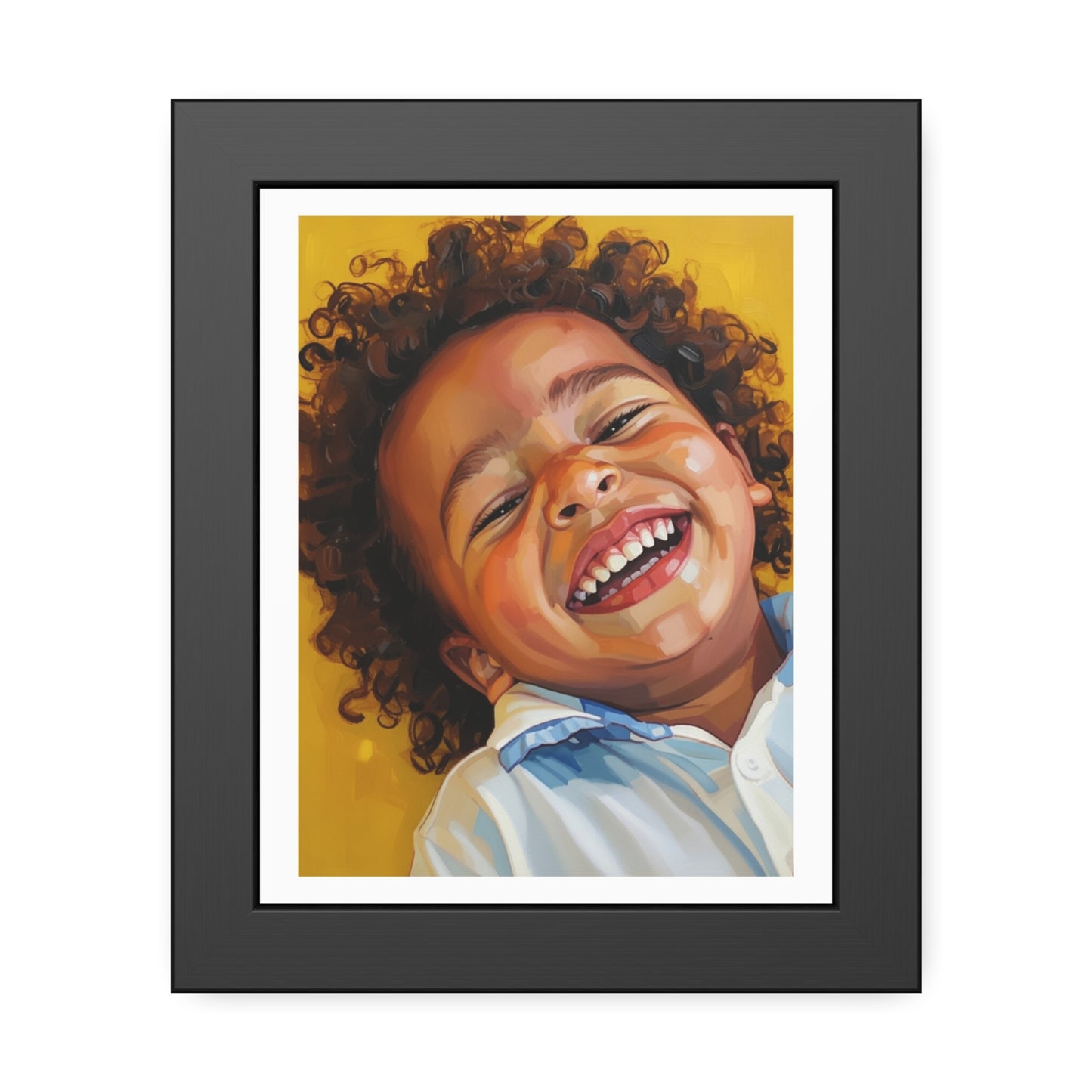 Framed Poster — Joyful Laughing Child Portrait, Colorful Nursery Wall Art