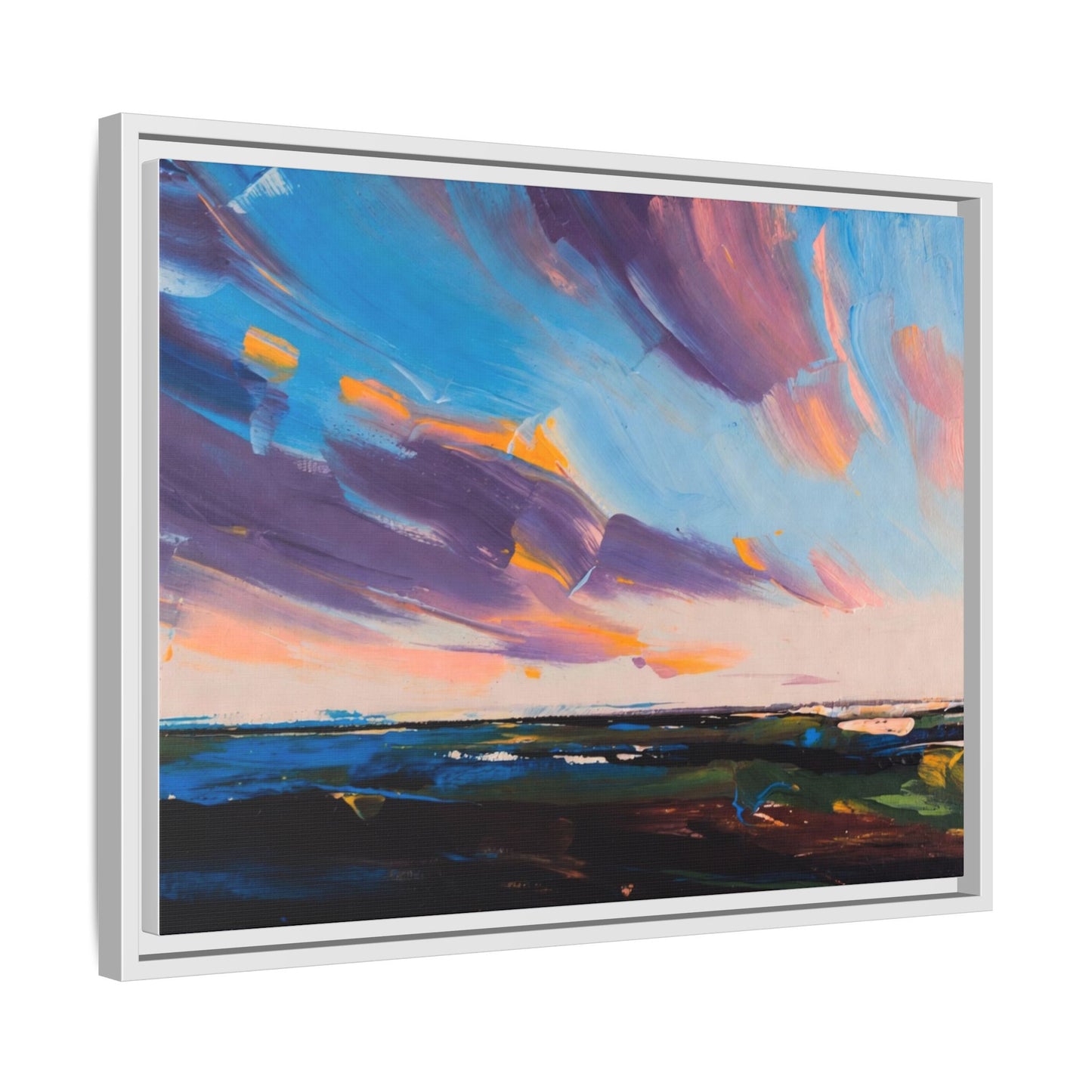 Framed Matte Canvas Abstract Seascape Sunset Art Print