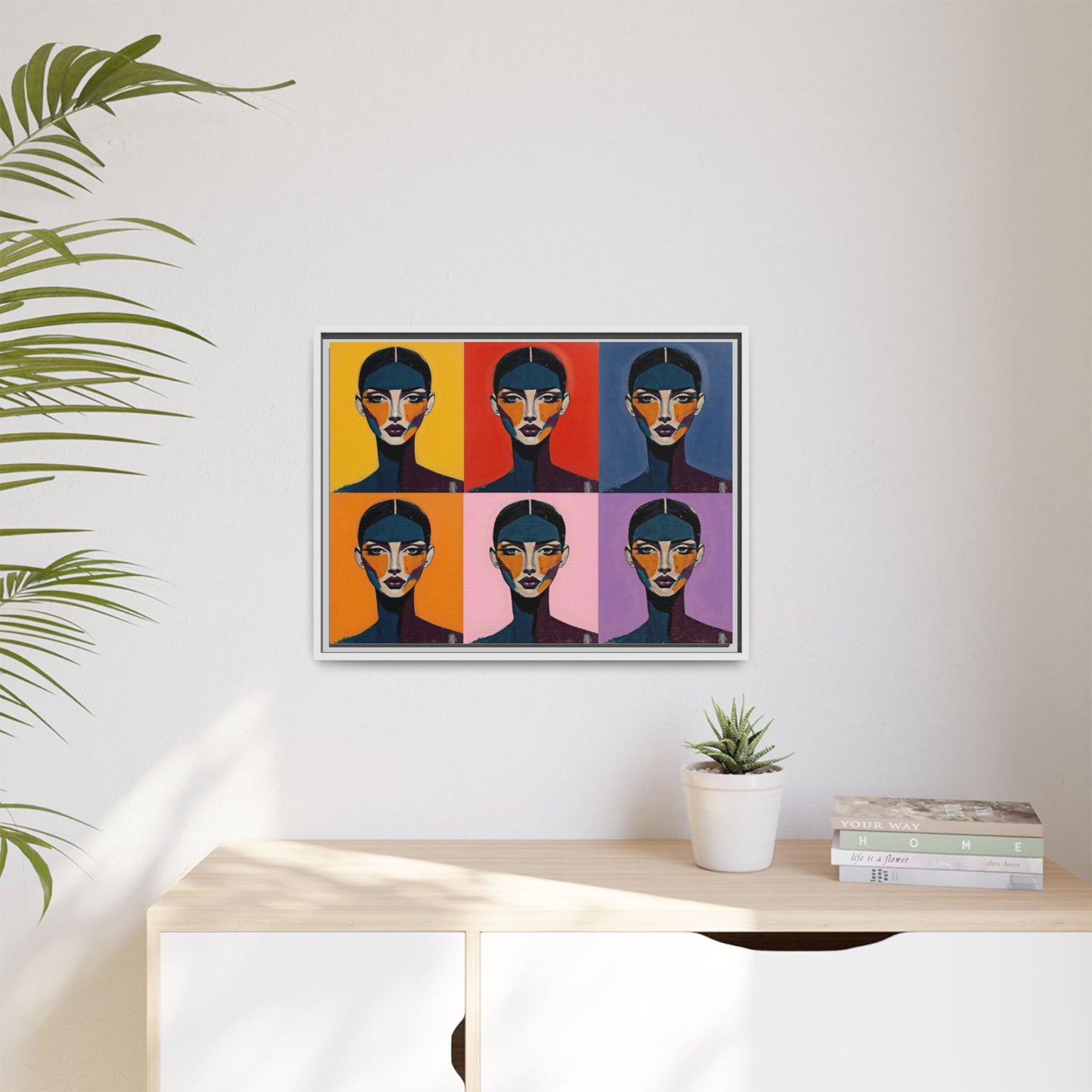 Pop Art Portrait Matte Canvas — Framed Multi-Color Wall Art