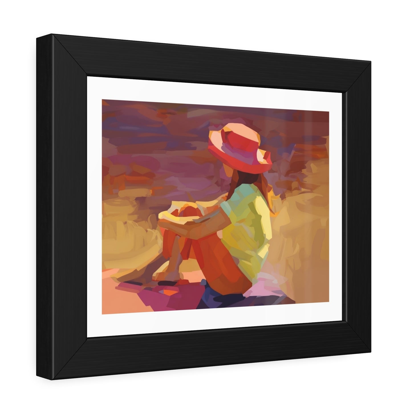 Framed Poster — Vibrant Coastal Girl Illustration, Summer Beach Wall Art