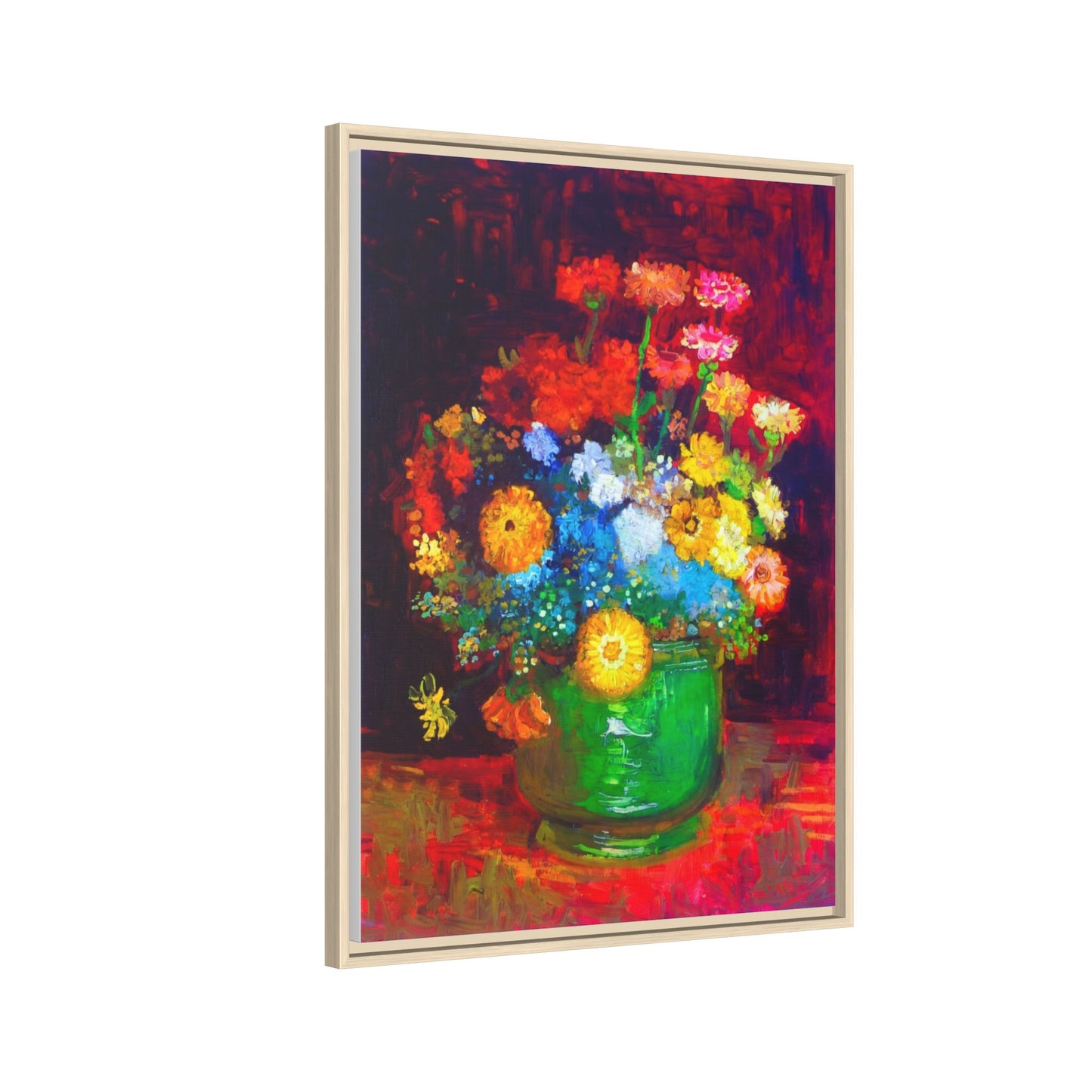 Framed Floral Canvas Print — Colorful Bouquet Wall Art