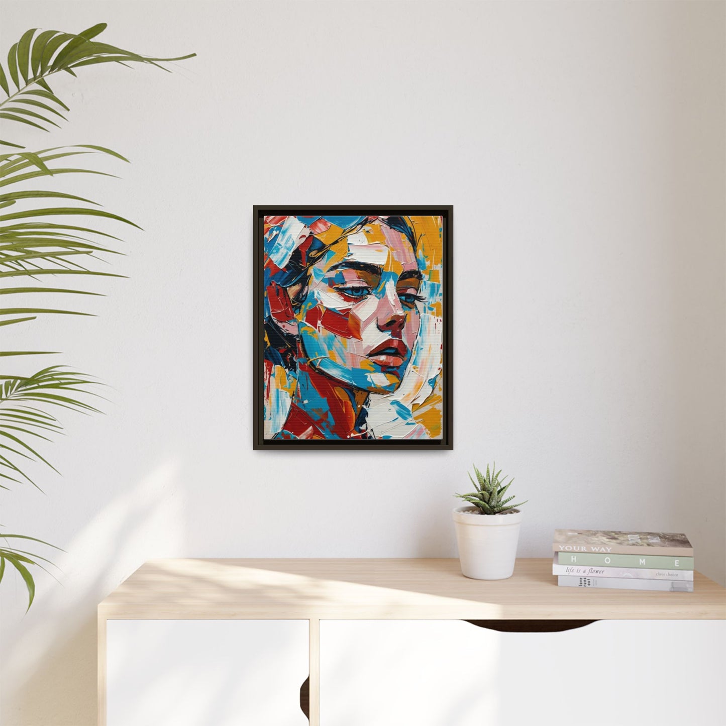 Colorful Abstract Portrait Framed Canvas Print