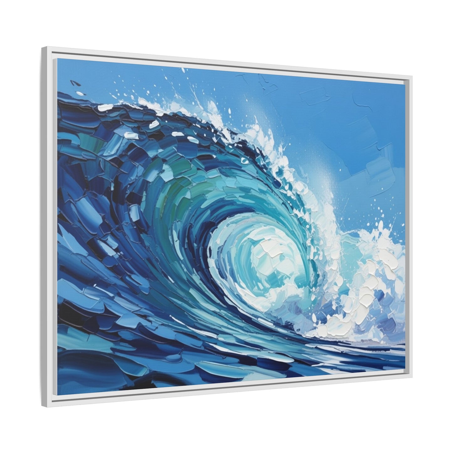 Framed Matte Canvas Wave Art — Blue Ocean Surf Wall Decor