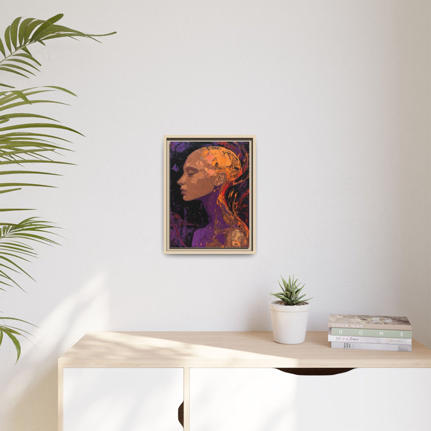 Abstract Profile Portrait Matte Framed Canvas — Multicolor Feminine Art Print