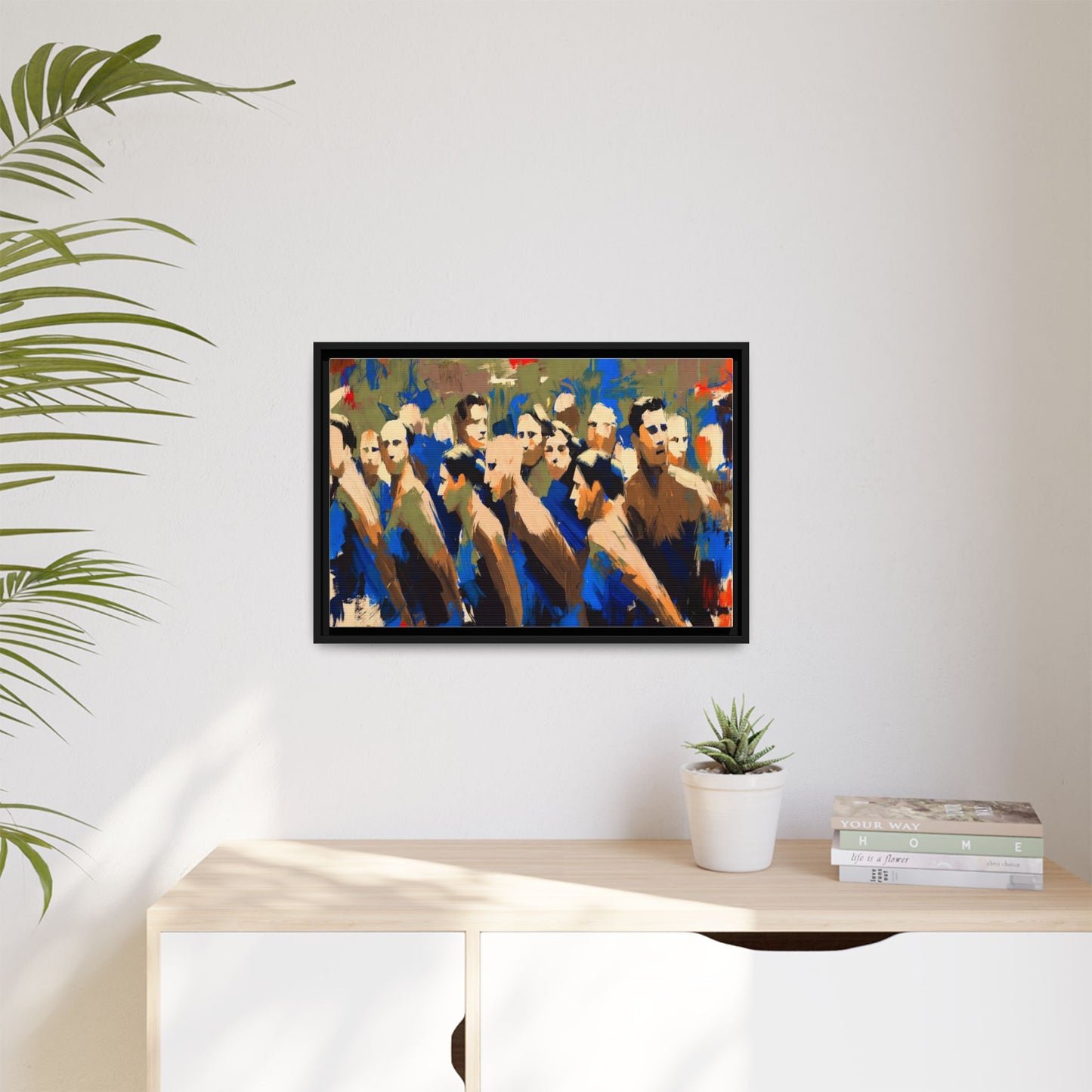 Abstract Crowd Matte Canvas Print — Framed Multi-Color Wall Art