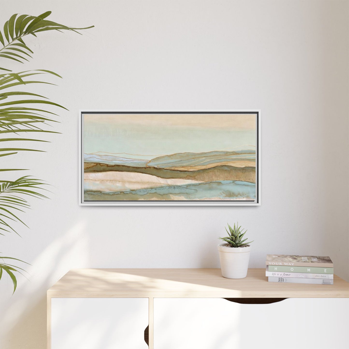 Framed Matte Canvas Coastal Abstract Landscape Wall Art