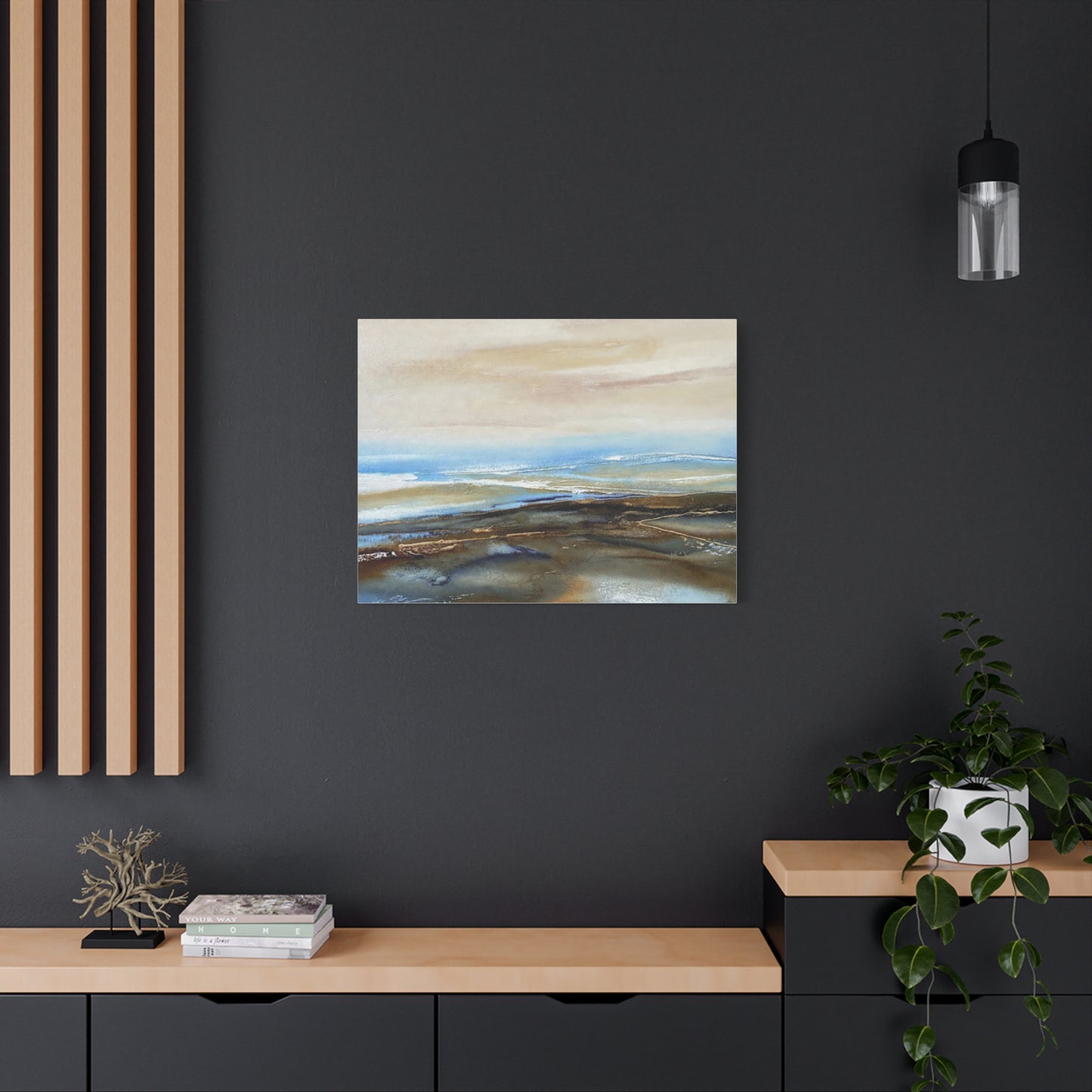 Coastal Abstract Matte Canvas Wall Art — Serene Ocean Horizon Stretch