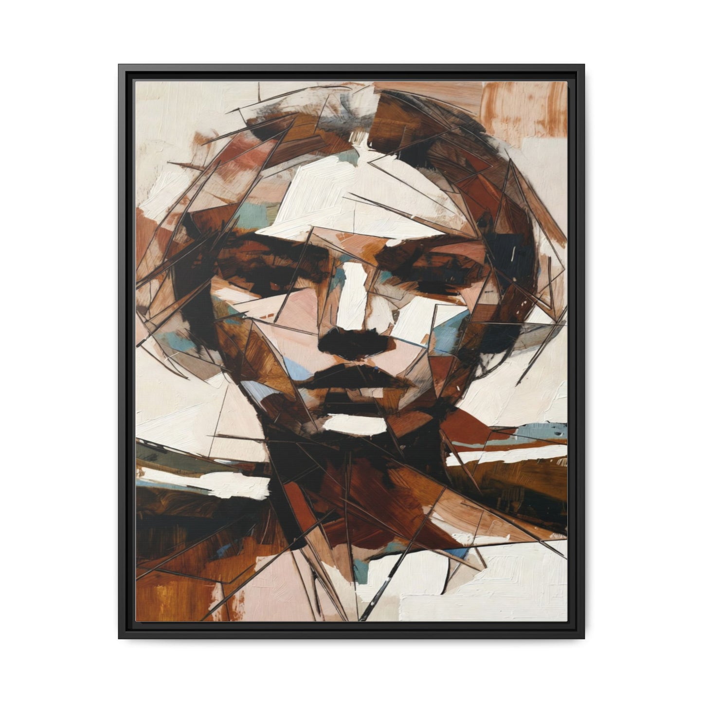 Abstract Woman Portrait Matte Canvas Framed — Geometric Multi-Color Wall Art